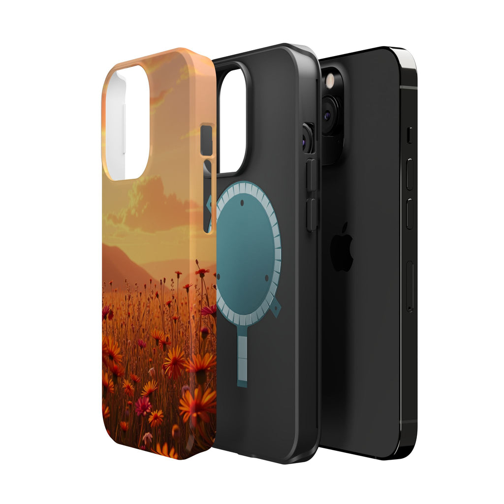 iPhone Sunset Amber And Peach Wildflower Field Soft iPhone Finish · iPhone Case