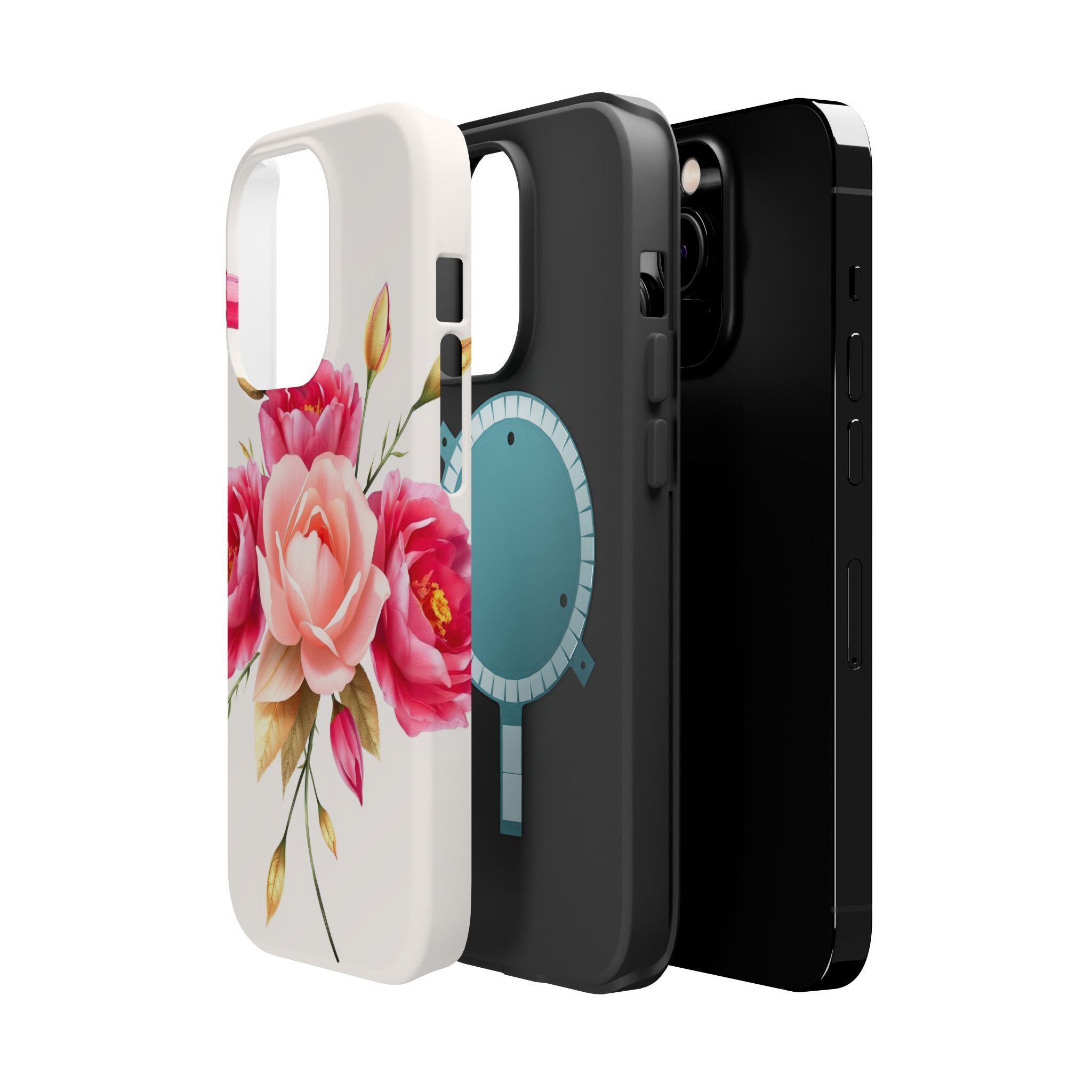 iPhone Rose Pink And Cream Neon Floral Slim Everyday Designer Case · iPhone Case