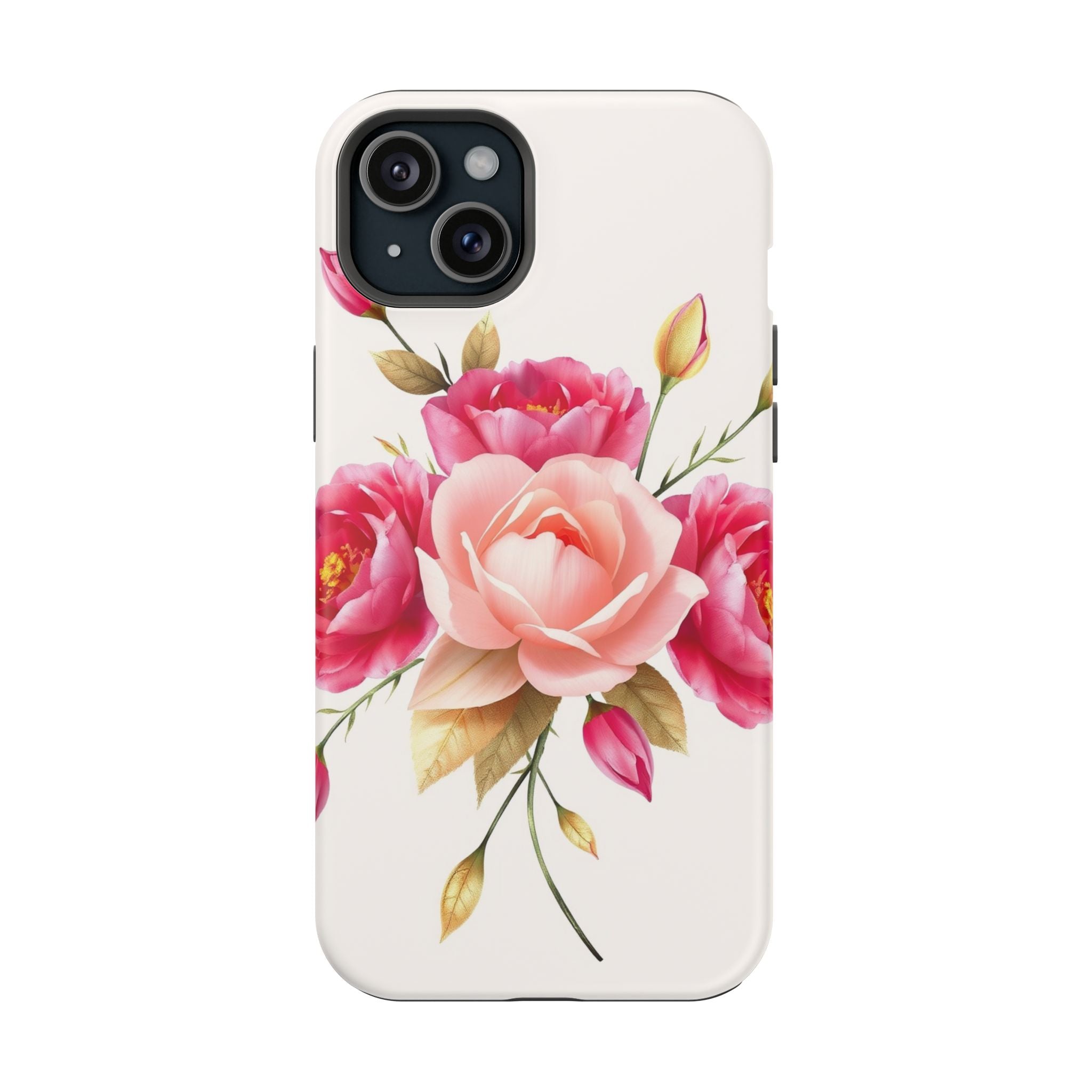 iPhone Rose Pink And Cream Neon Floral Slim Everyday Designer Case · iPhone Case
