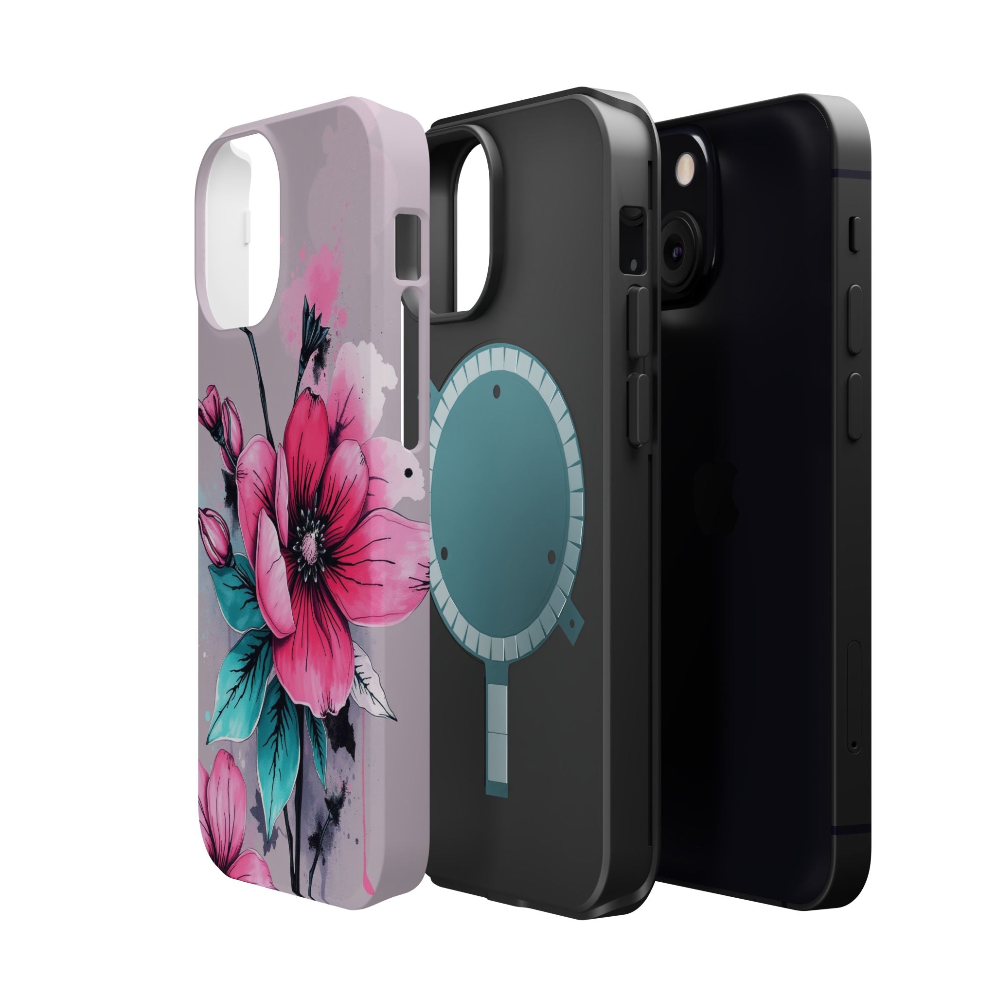 iPhone Mint And Blush Floral Ink Wash Slim Everyday Designer Case · iPhone Case