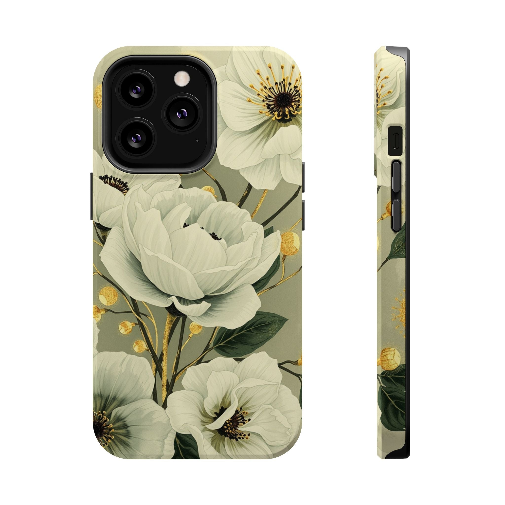 iPhone Sage And Ivory Floral Ink Wash Slim Everyday iPhone 14 Designer · iPhone