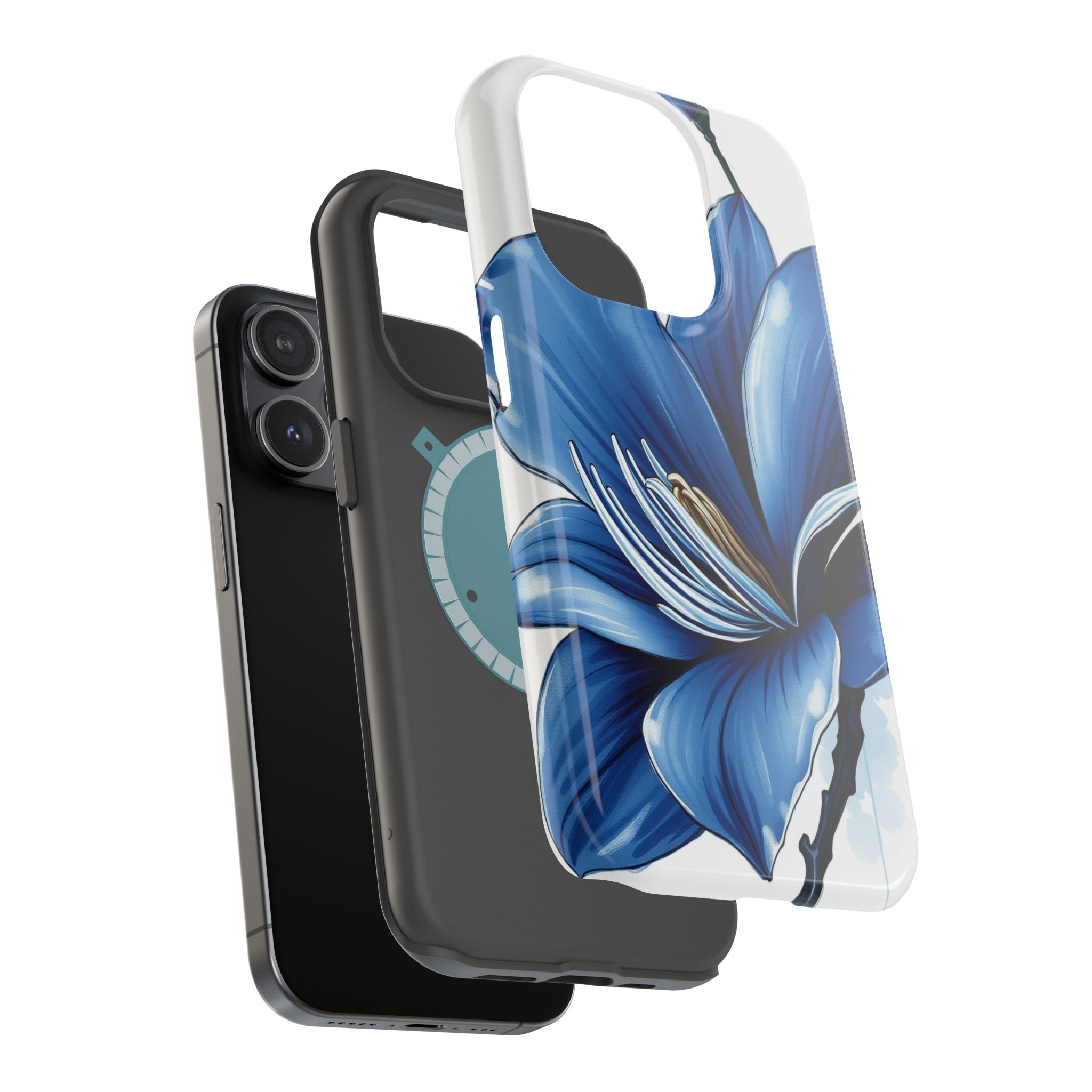 iPhone Midnight Blue And Silver Magnolia Dream Soft iPhone Finish · iPhone Case