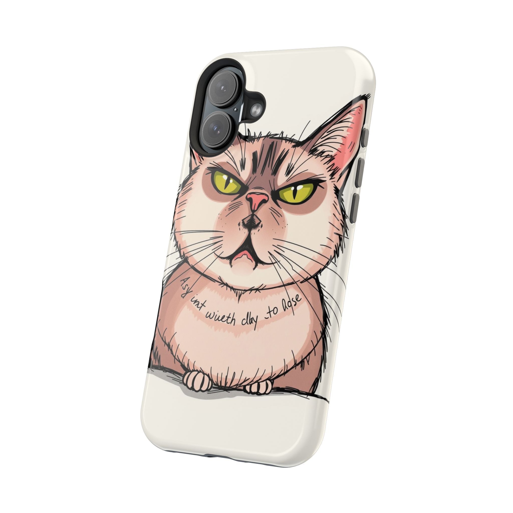 iPhone Sarcastic Cat Verdict Hand-Drawn Sketch Soft Finish Everyday Case · iPhon