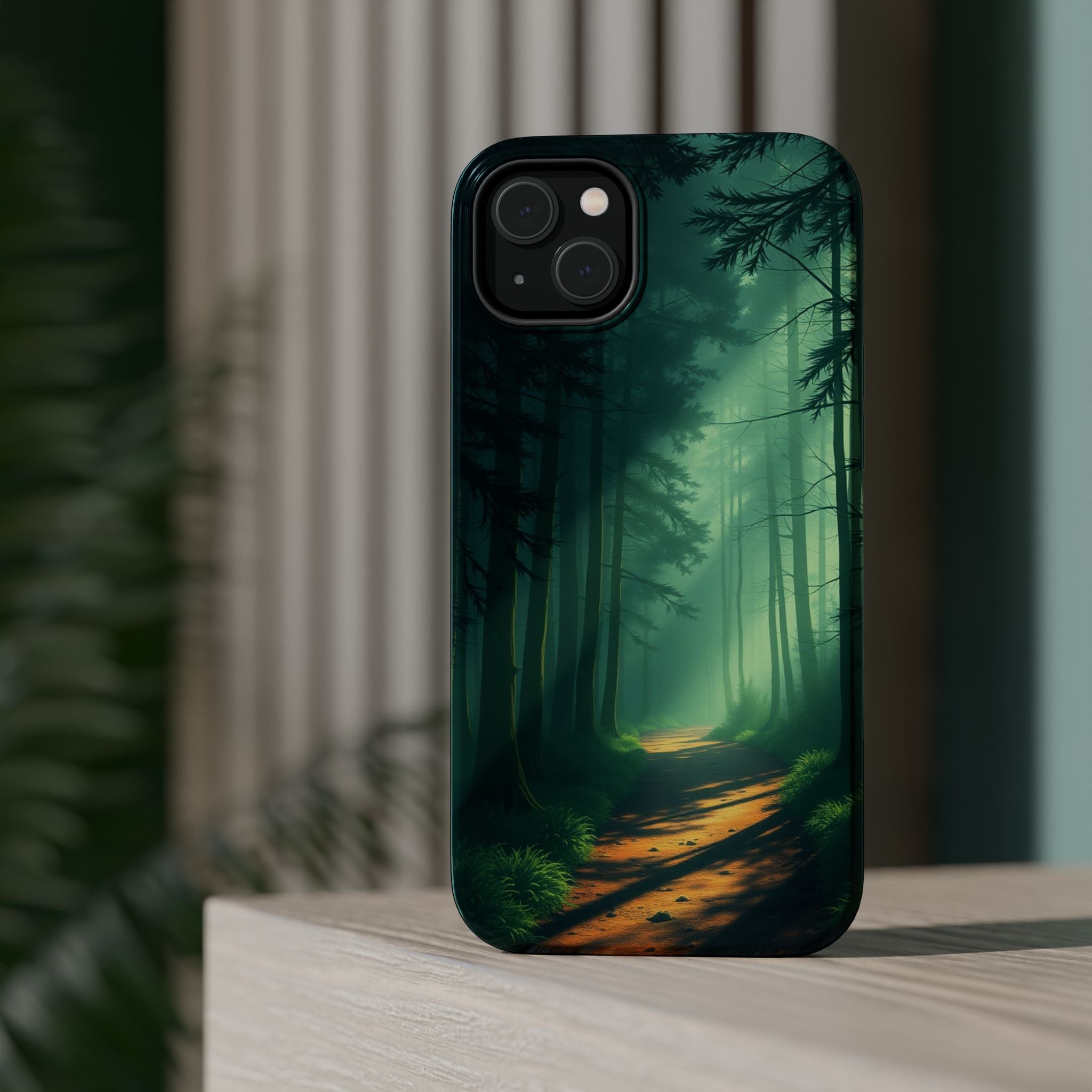 iPhone Emerald Green And Gold Misty Forest Path Soft iPhone Finish · iPhone Case