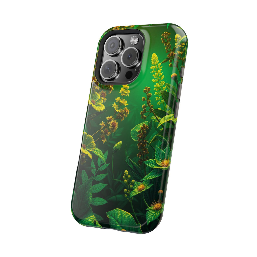 iPhone Emerald Green And Gold Vintage Botanicals Print Slim Snap Case · iPhone C