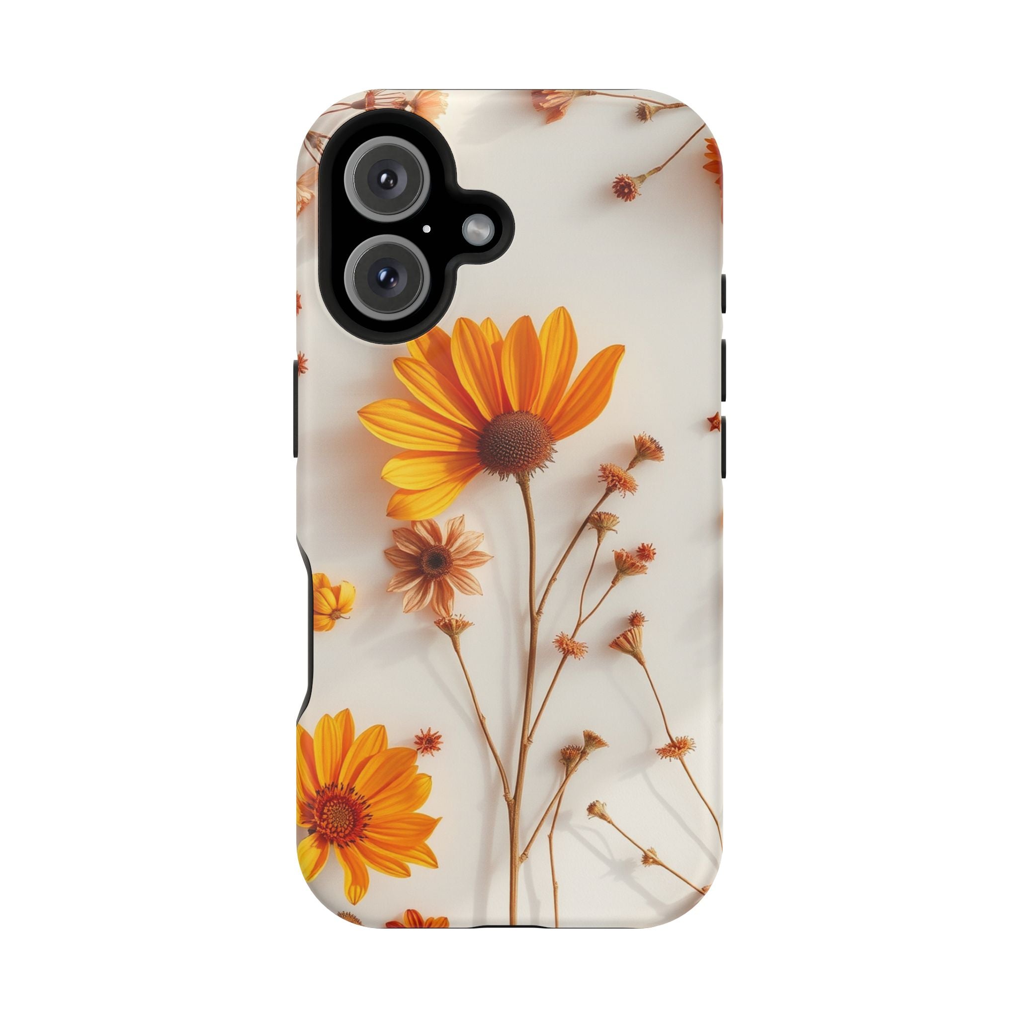 iPhone Mustard And Rust Dried Flower Flat Lay Carry Case Slim Snap Case · iPhone