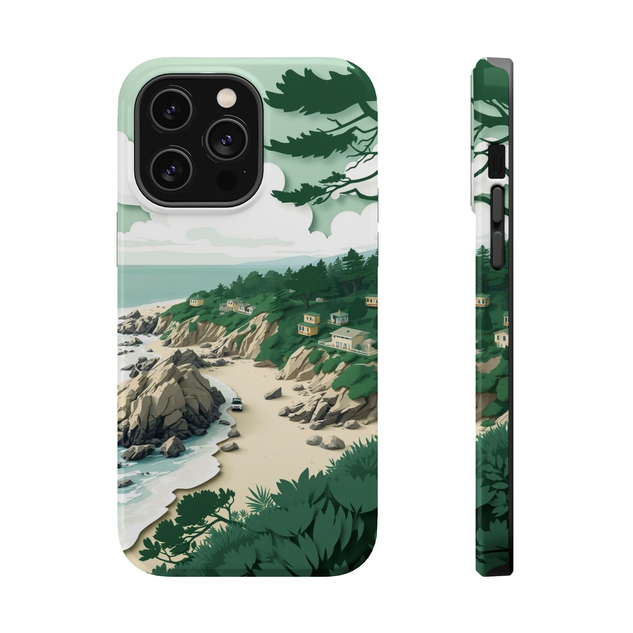 iPhone Pebble Beach Paper Cut Art Bold Modern Everyday Snap Case · iPhone Case