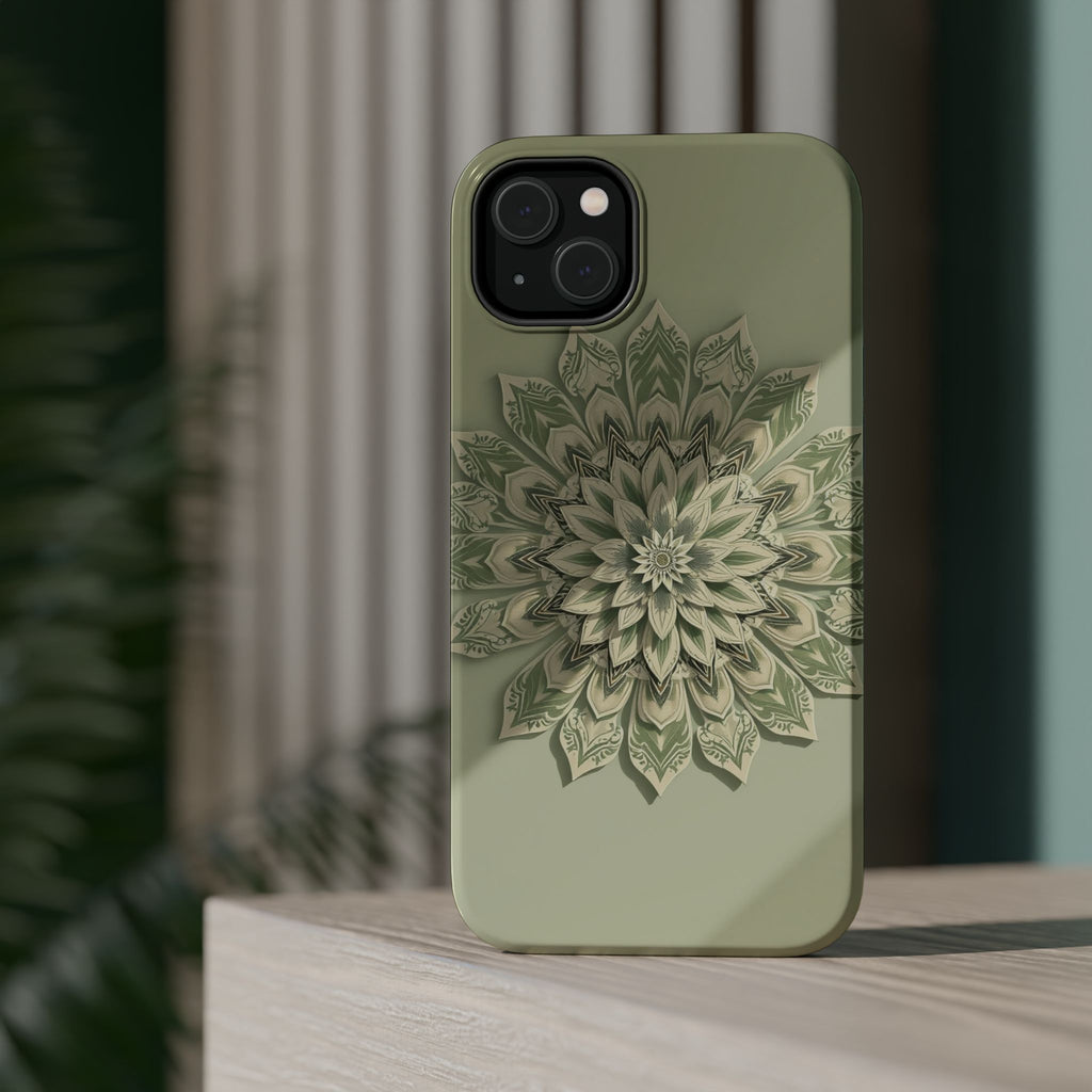 iPhone Sage And Ivory Floral Mandala Slim Everyday Designer Case · iPhone Case
