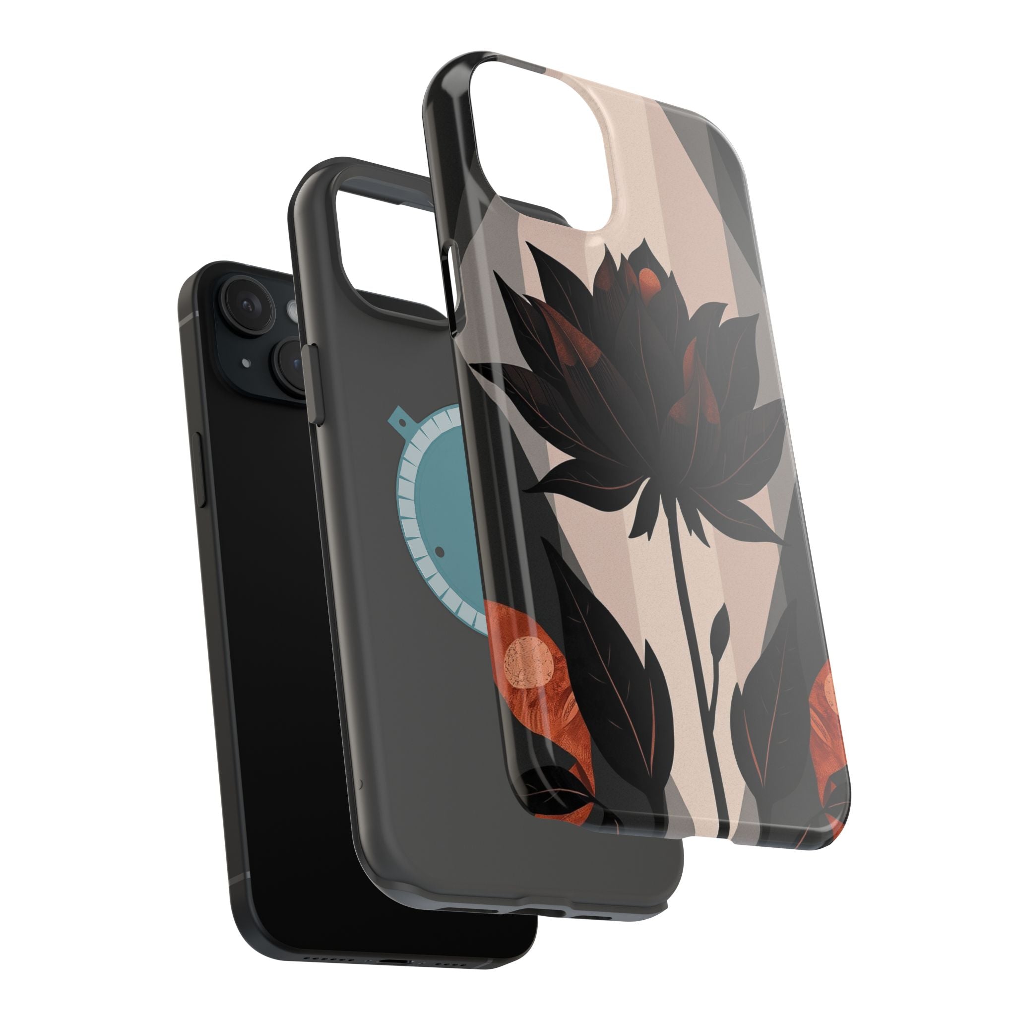 iPhone Charcoal And Copper Floral Silhouette Slim iPhone Everyday · iPhone Case