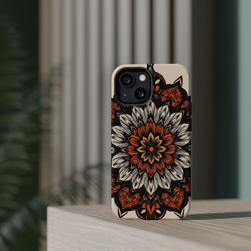 iPhone Burnt Orange And Sand Floral Mandala Slim Snap Cas Carry Case · iPhone Ca