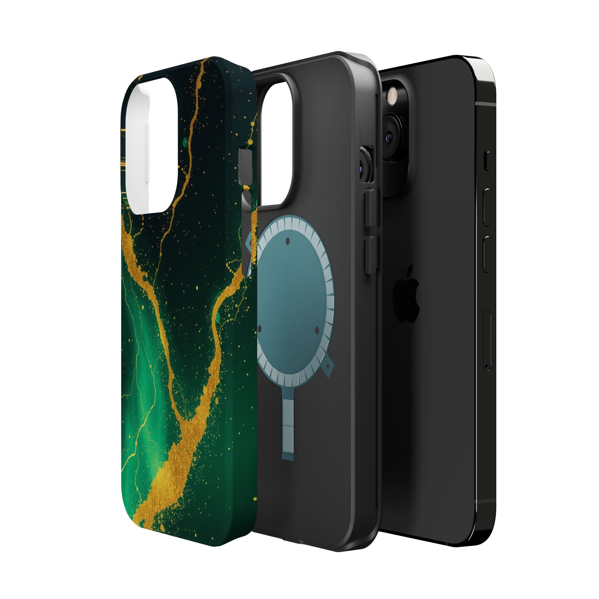 iPhone Emerald Green And Gold Petal Storm Slim iPhone Everyday Designer · iPhone