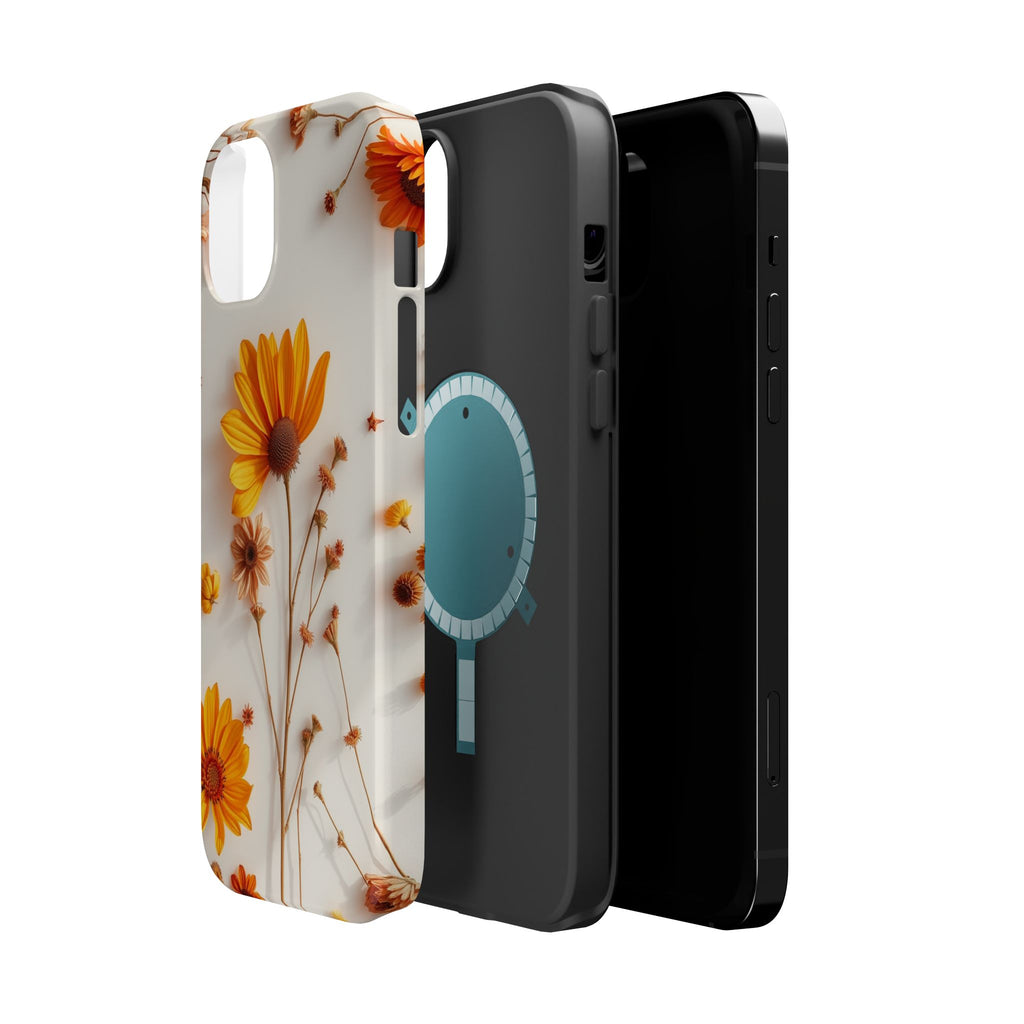 iPhone Mustard And Rust Dried Flower Flat Lay Carry Case Slim Snap Case · iPhone