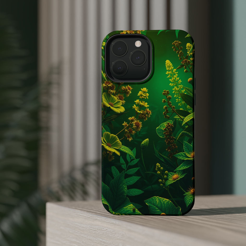 iPhone Emerald Green And Gold Vintage Botanicals Print Slim Snap Case · iPhone C