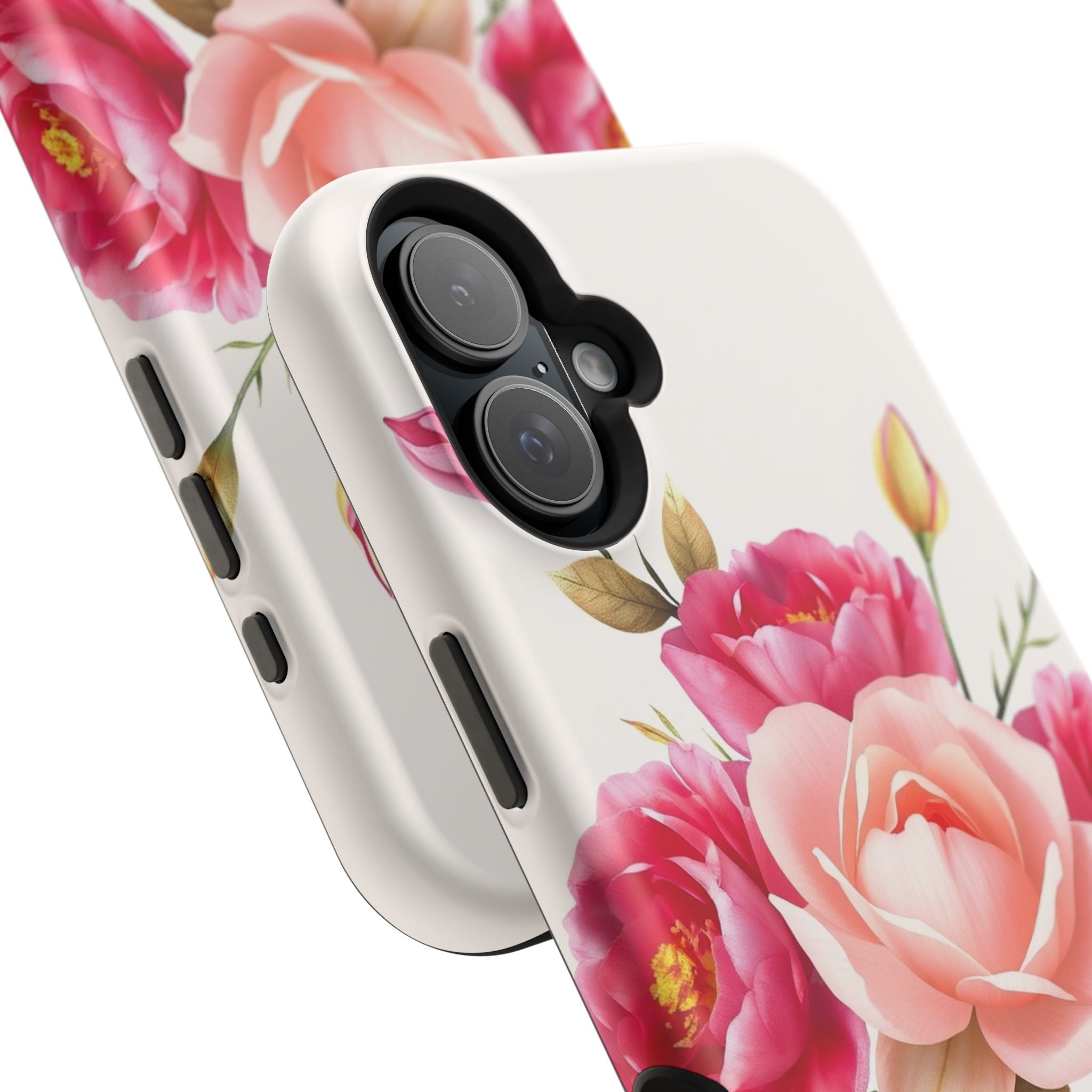 iPhone Rose Pink And Cream Neon Floral Slim Everyday Designer Case · iPhone Case