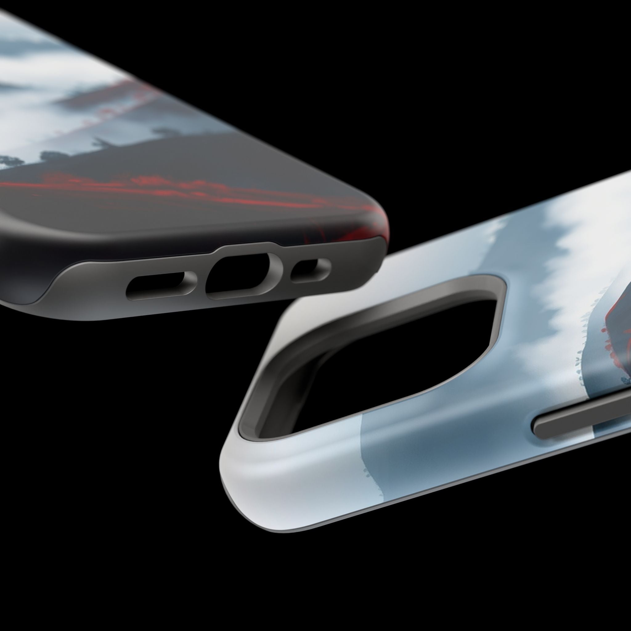 iPhone Black And Crimson Fog Rolling Over Hills Soft iPhone Finish · iPhone Case