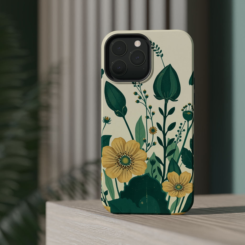 iPhone Emerald Green And Gold Pressed Botanicals Clean iPhone Minimal · iPhone C
