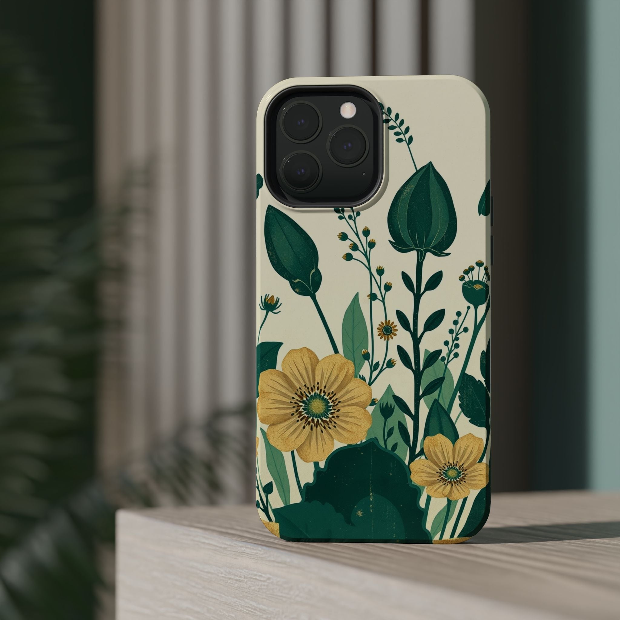 iPhone Emerald Green And Gold Pressed Botanicals Clean iPhone Minimal · iPhone C