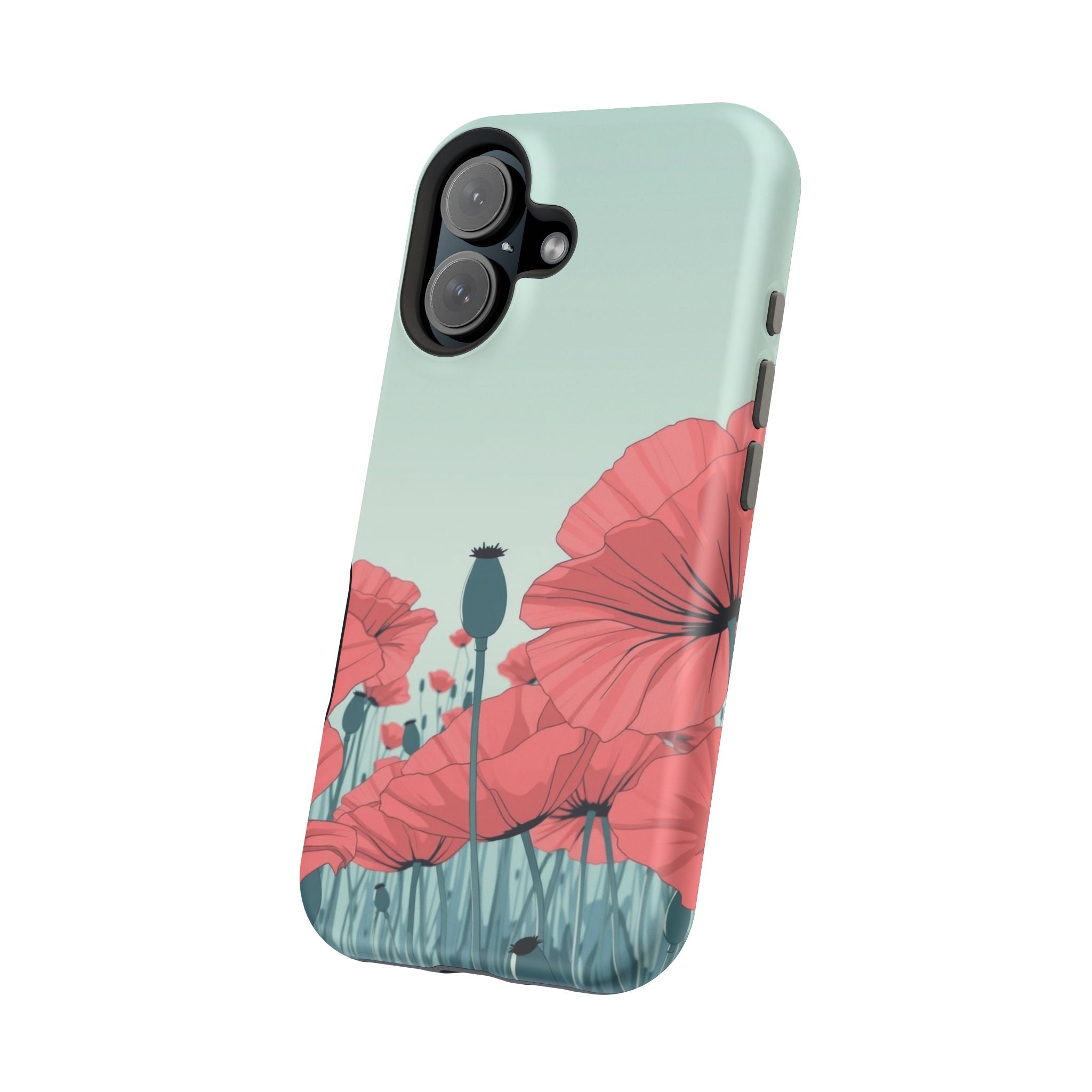 iPhone Mint And Blush Poppy Field Bold Modern Everyday Snap Case · iPhone Case