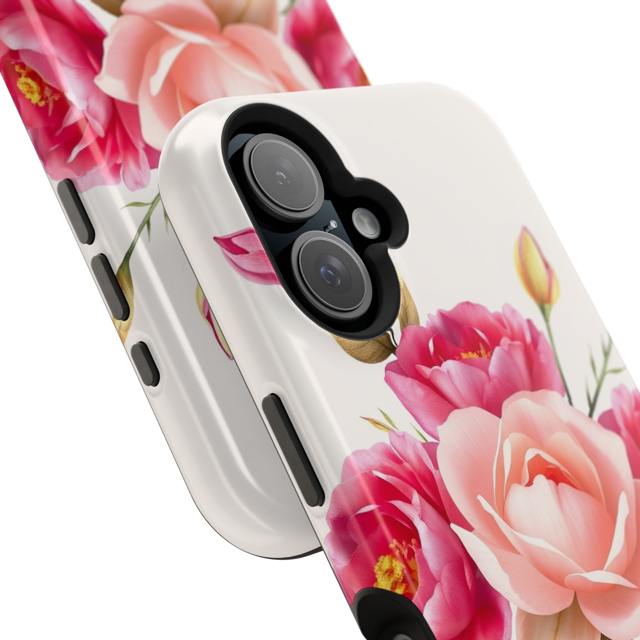 iPhone Rose Pink And Cream Neon Floral Slim Everyday Designer Case · iPhone Case