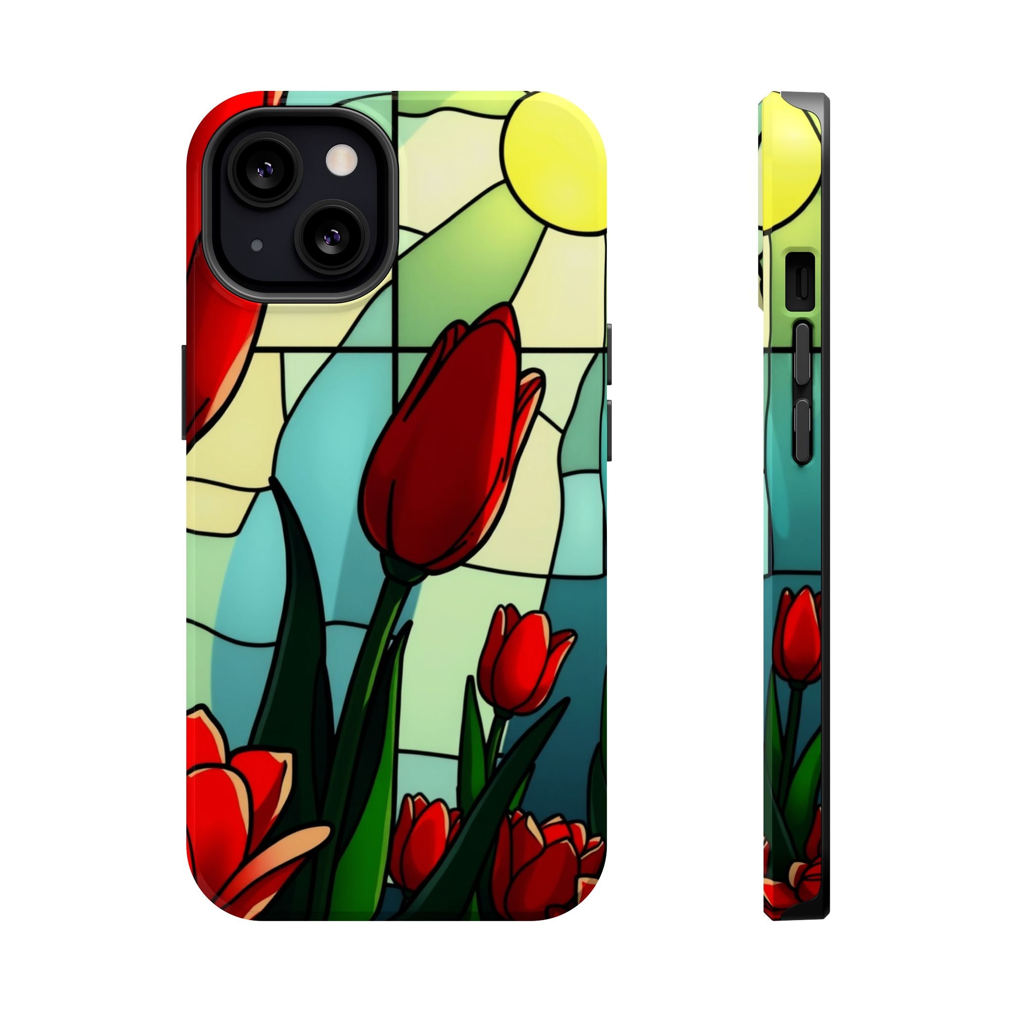 iPhone Tulip Row Stained Glass Slim Everyday Designer Case · iPhone Case