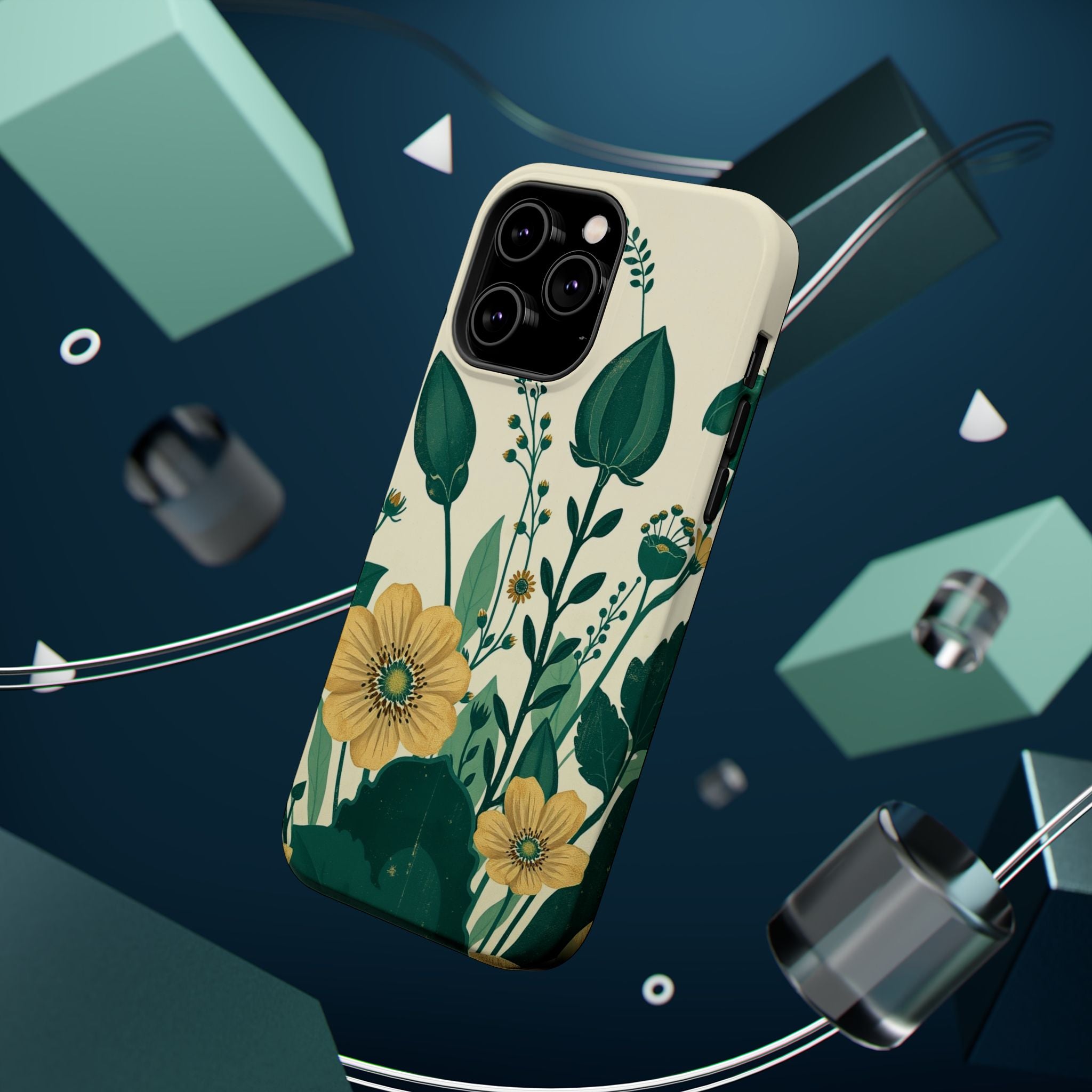 iPhone Emerald Green And Gold Pressed Botanicals Clean iPhone Minimal · iPhone C