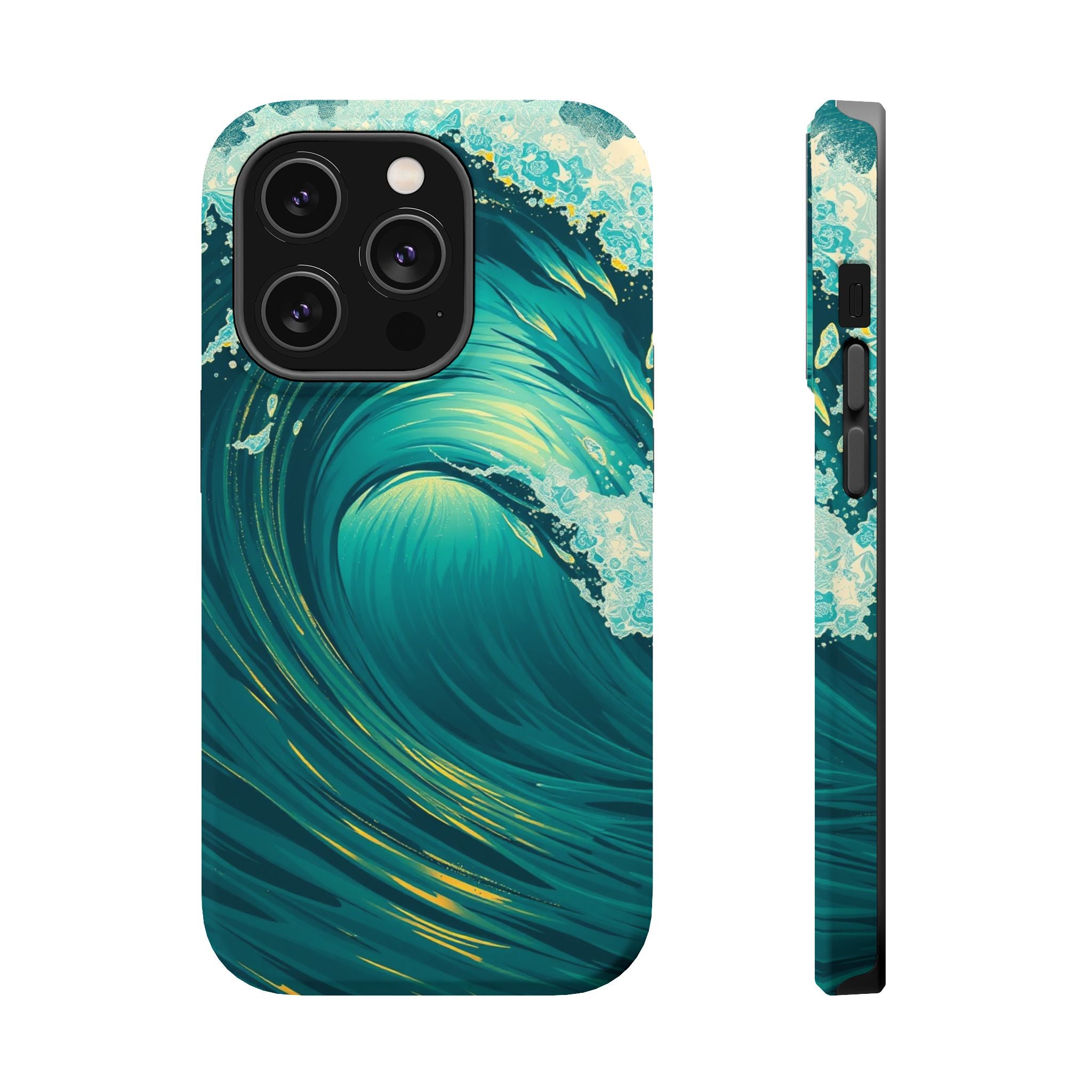 iPhone Emerald Green And Gold Ocean Wave Crash Soft iPhone Finish · iPhone Case