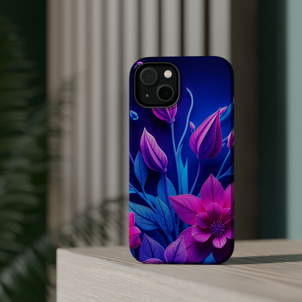 iPhone Neon Floral Paper Cut Art Bold Modern Everyday Snap Case · iPhone Case