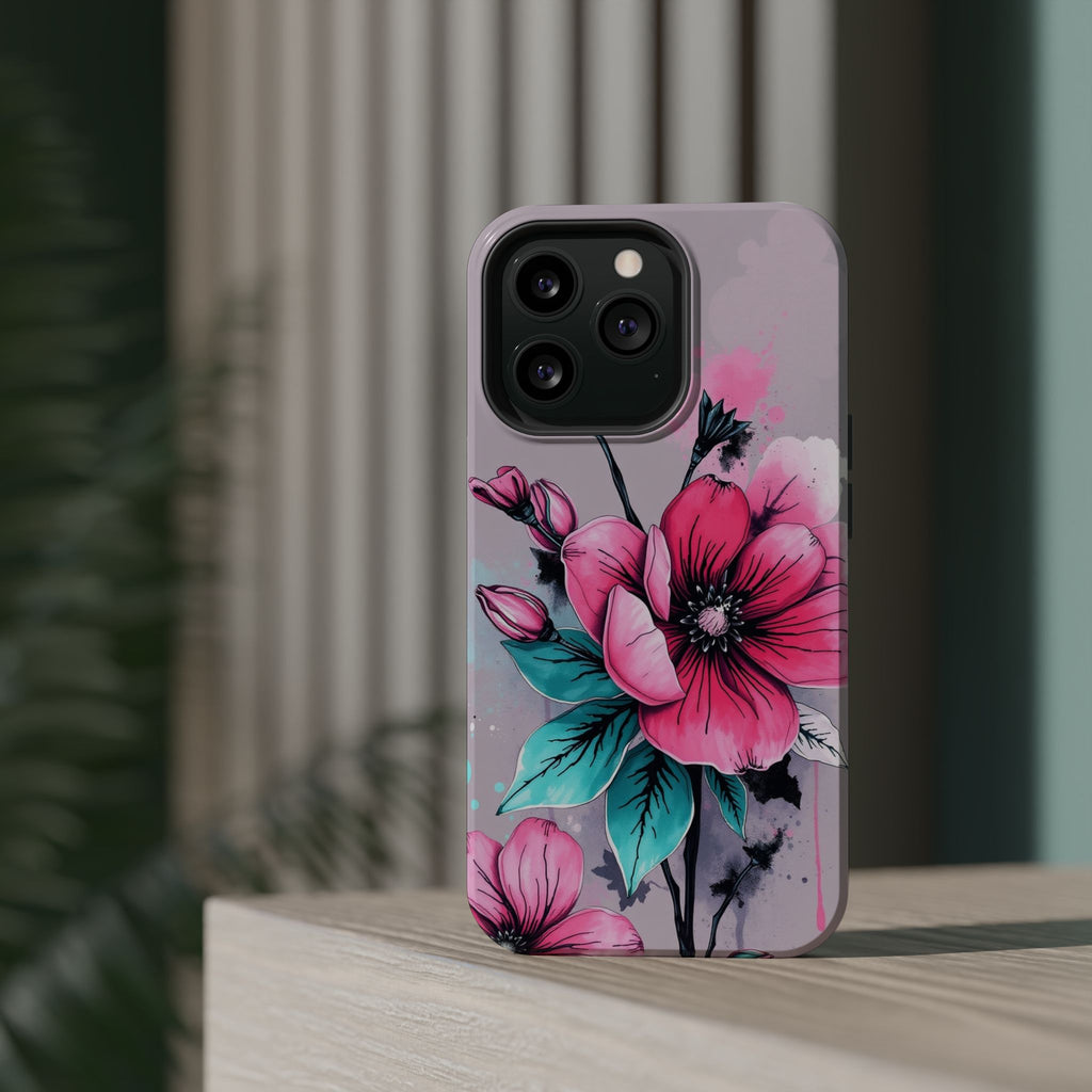 iPhone Mint And Blush Floral Ink Wash Slim Everyday Designer Case · iPhone Case