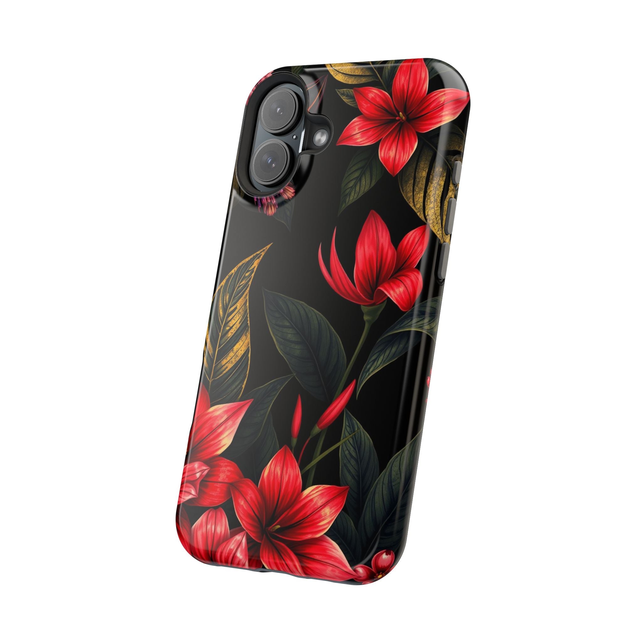 iPhone Black And Crimson Jungle Floral Slim Everyday Designer Case · iPhone Case