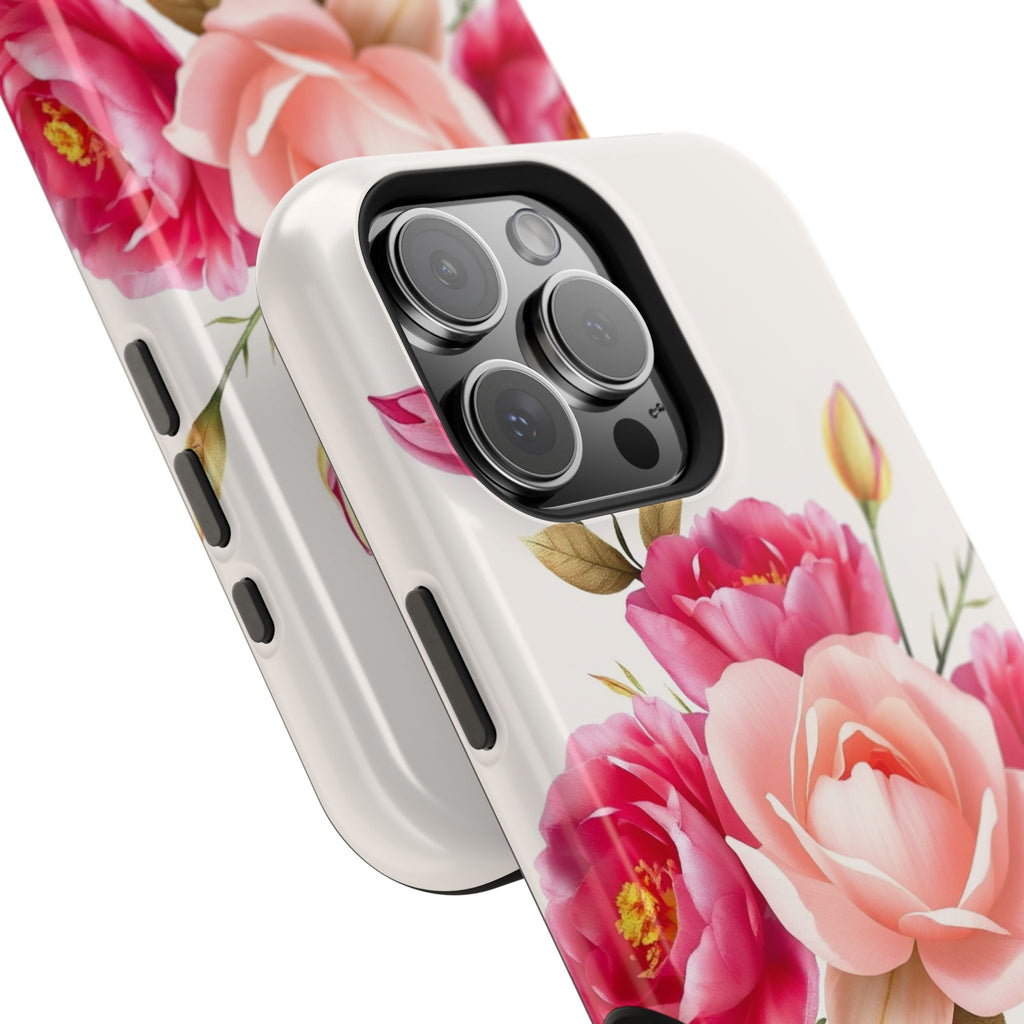 iPhone Rose Pink And Cream Neon Floral Slim Everyday Designer Case · iPhone Case