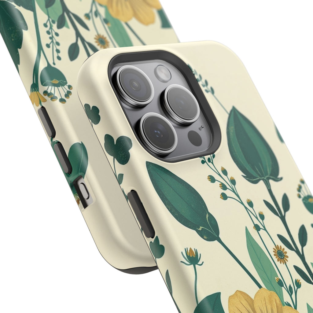 iPhone Emerald Green And Gold Pressed Botanicals Clean iPhone Minimal · iPhone C