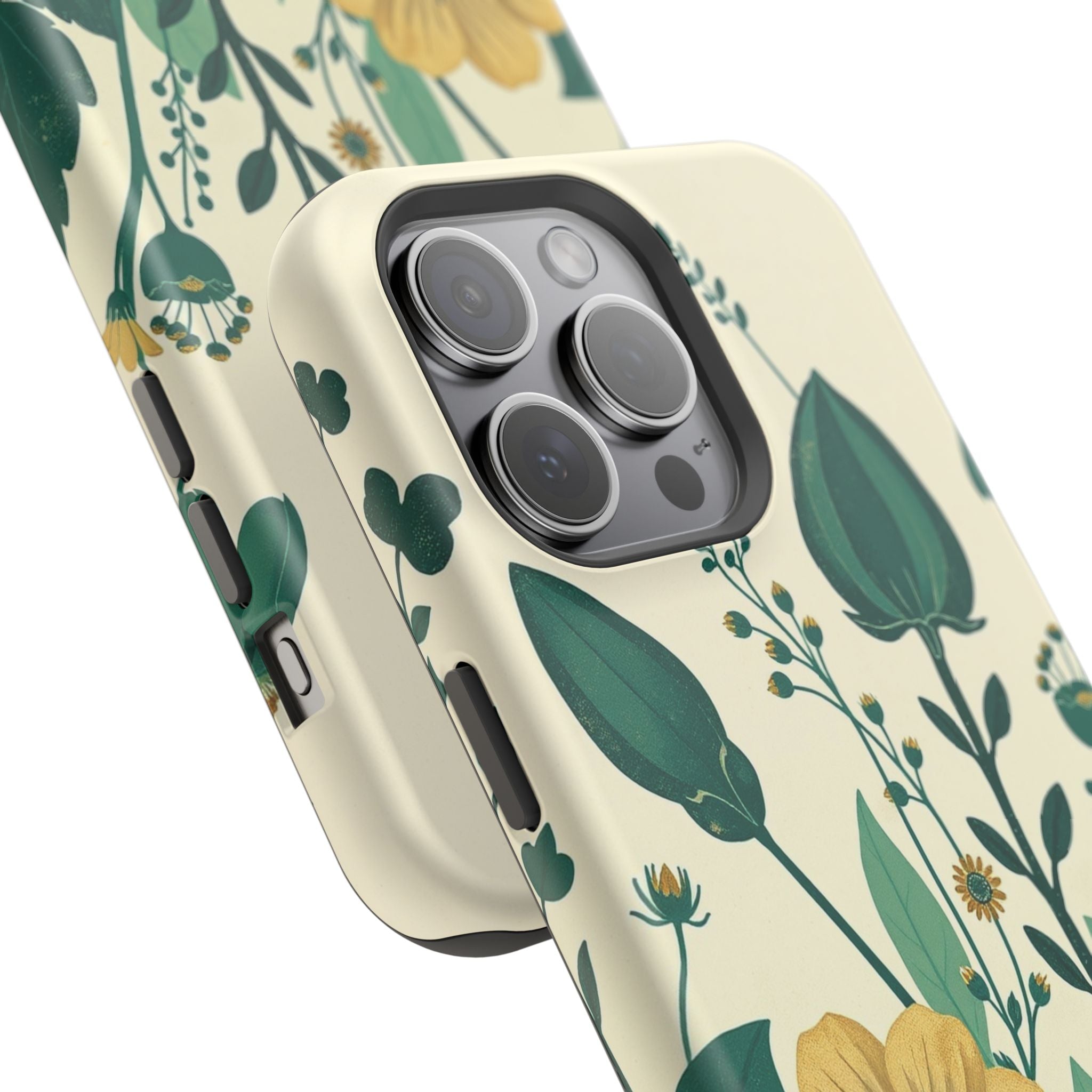 iPhone Emerald Green And Gold Pressed Botanicals Clean iPhone Minimal · iPhone C