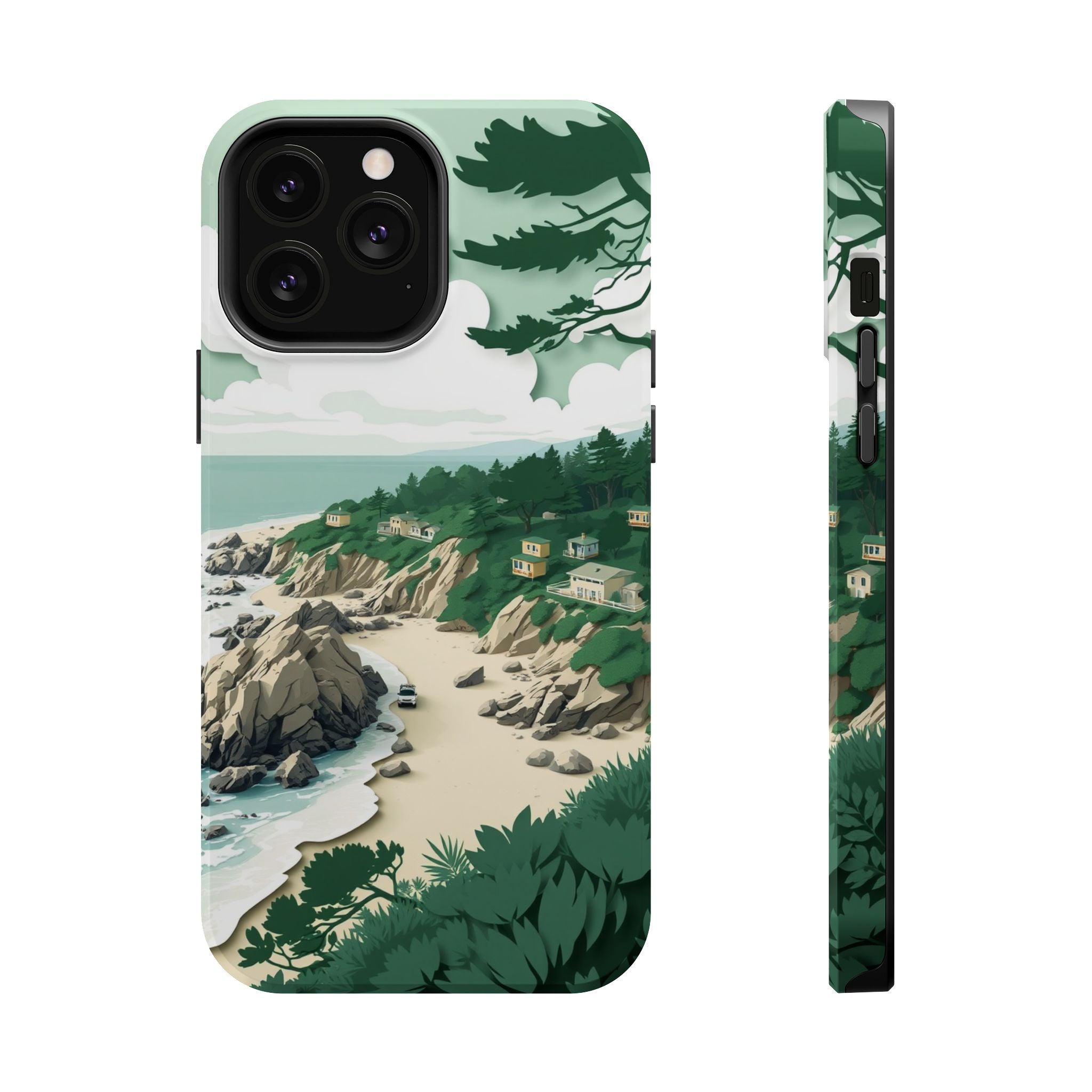iPhone Pebble Beach Paper Cut Art Bold Modern Everyday Snap Case · iPhone Case