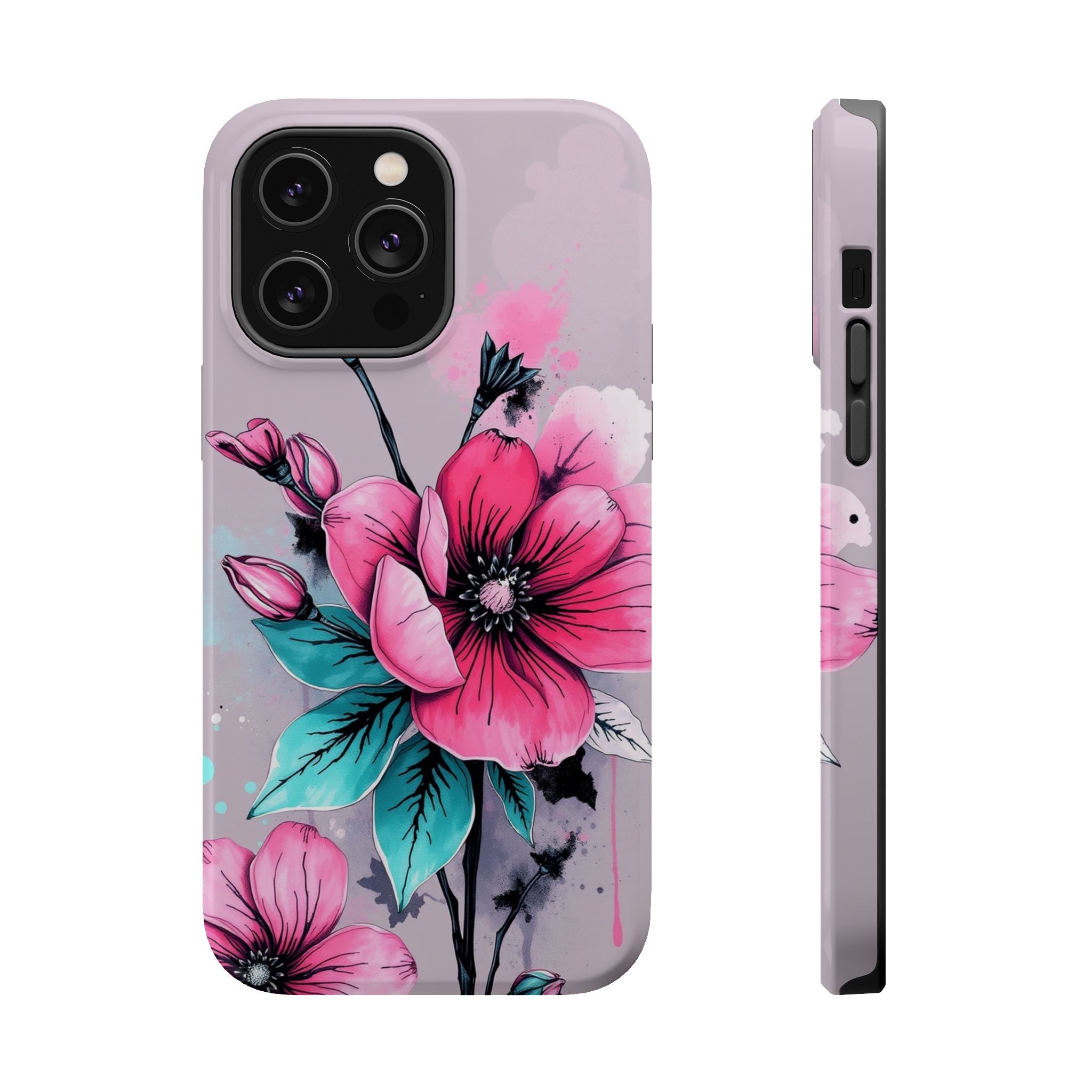 iPhone Mint And Blush Floral Ink Wash Slim Everyday Designer Case · iPhone Case