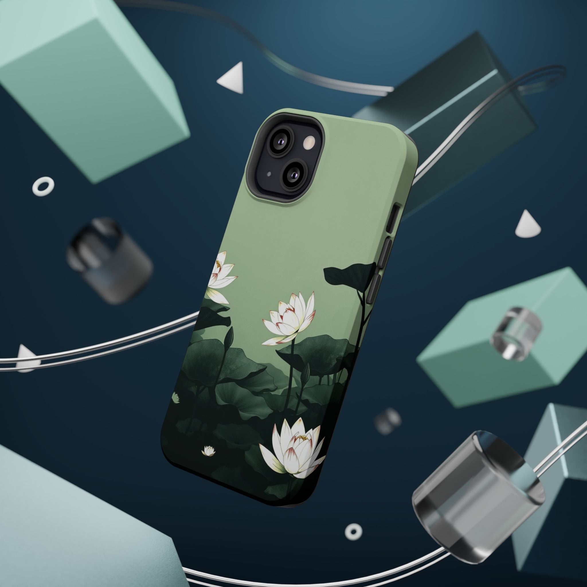 iPhone Sage And Ivory Lotus Pond Bold Modern Everyday Snap Case · iPhone Case