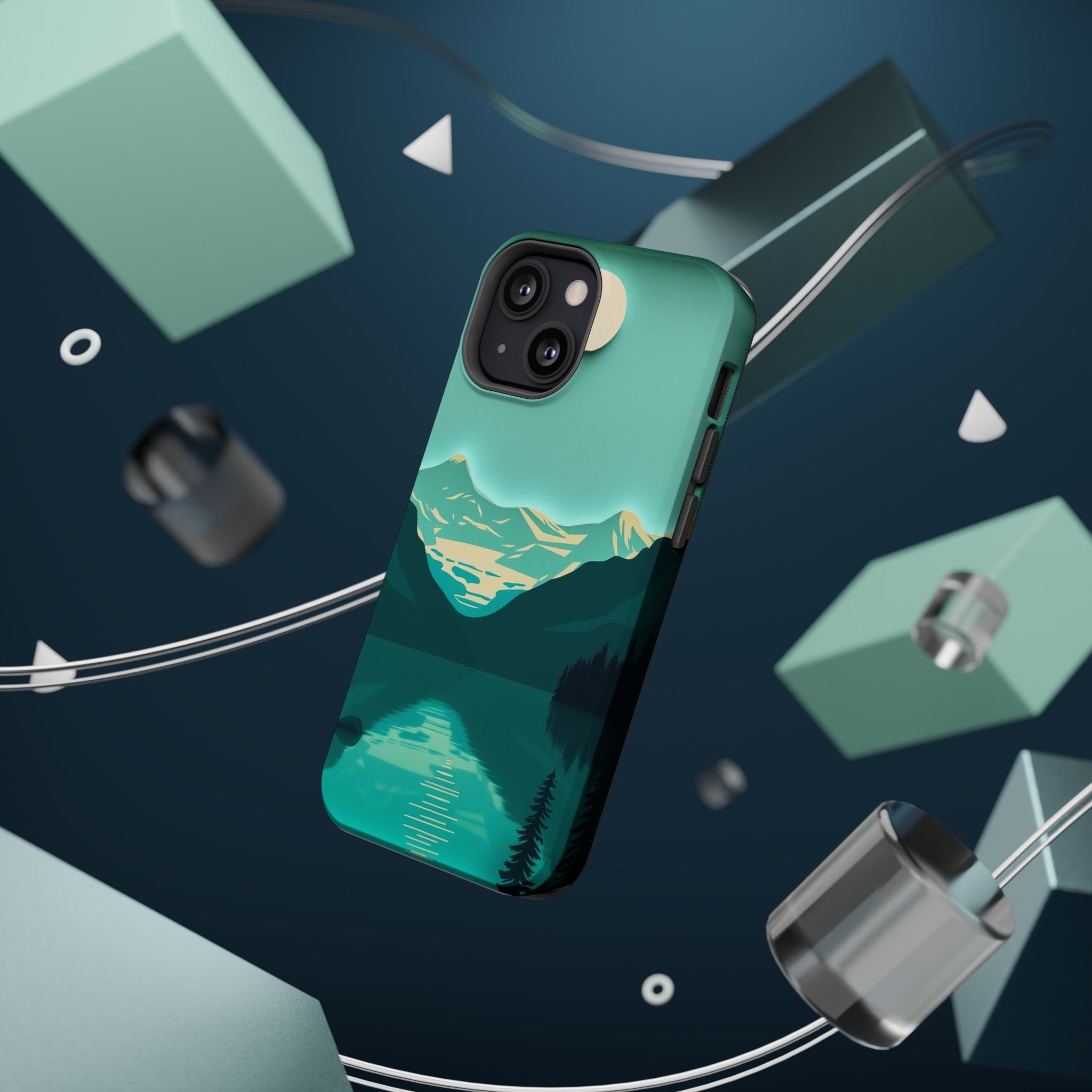 iPhone Glacier Lake Paper Cut Art Bold Modern Everyday Snap Case · iPhone Case