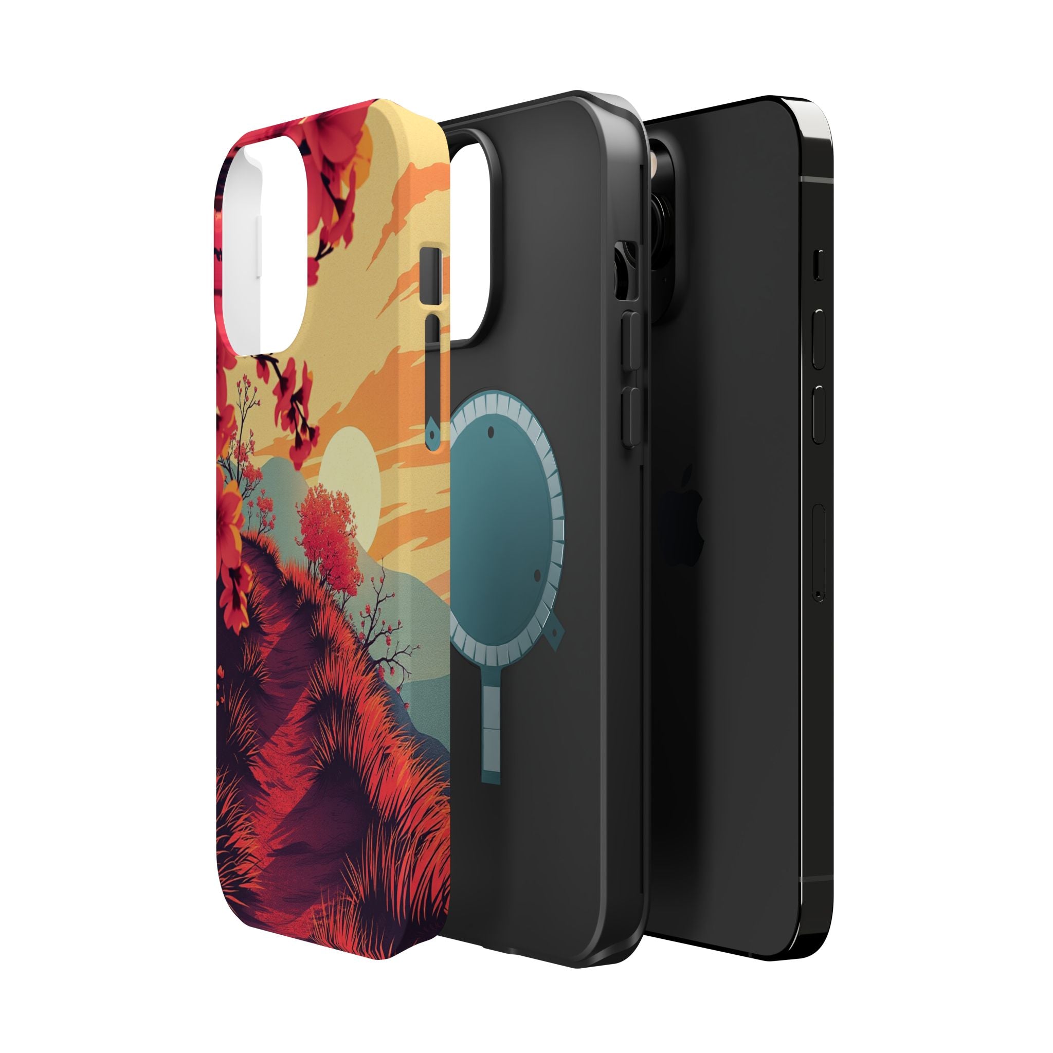 iPhone Sunset Amber And Peach Blossom Trail Soft iPhone 15 Finish · iPhone Case