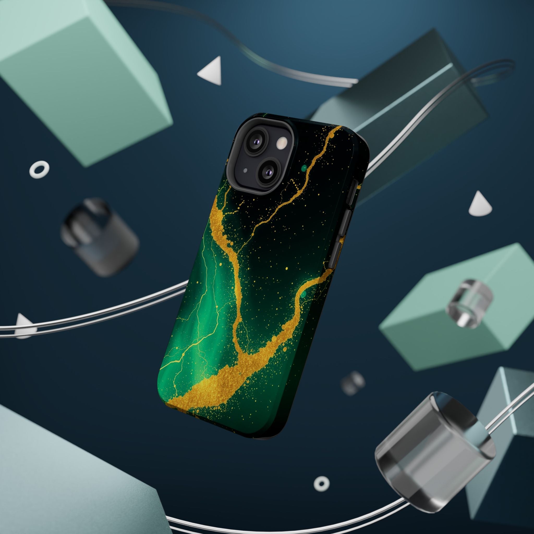 iPhone Emerald Green And Gold Petal Storm Slim iPhone Everyday Designer · iPhone