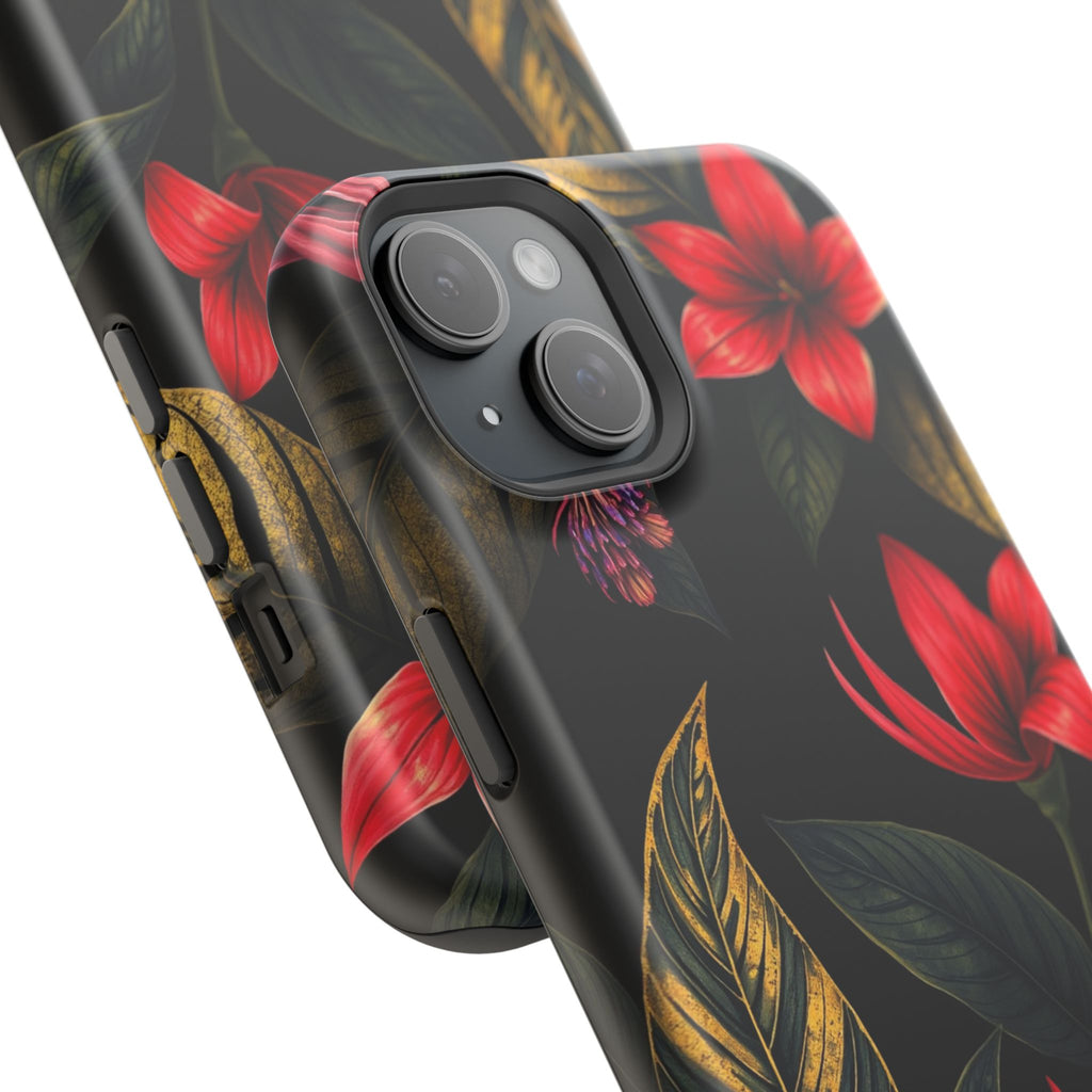 iPhone Black And Crimson Jungle Floral Slim Everyday Designer Case · iPhone Case