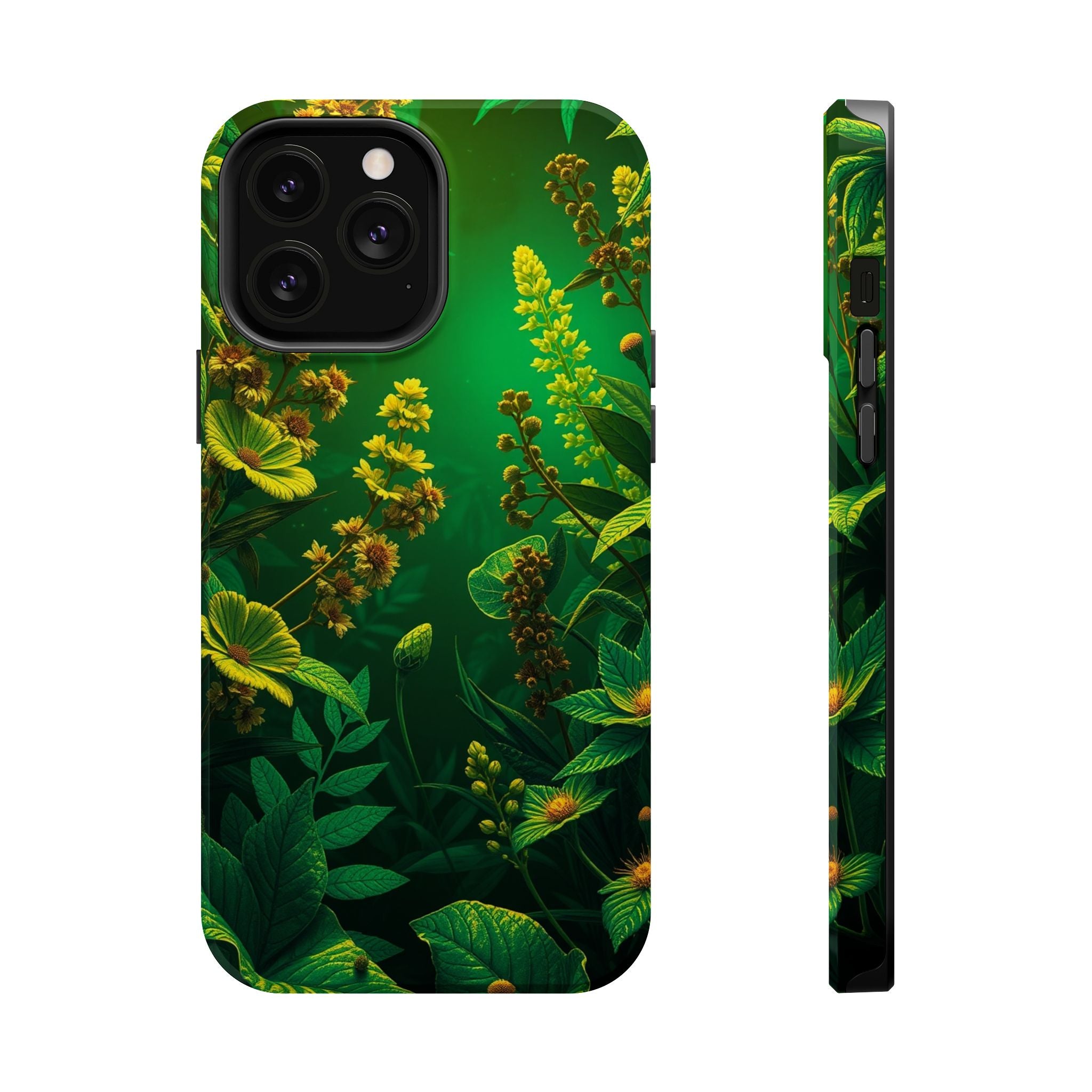 iPhone Emerald Green And Gold Vintage Botanicals Print Slim Snap Case · iPhone C