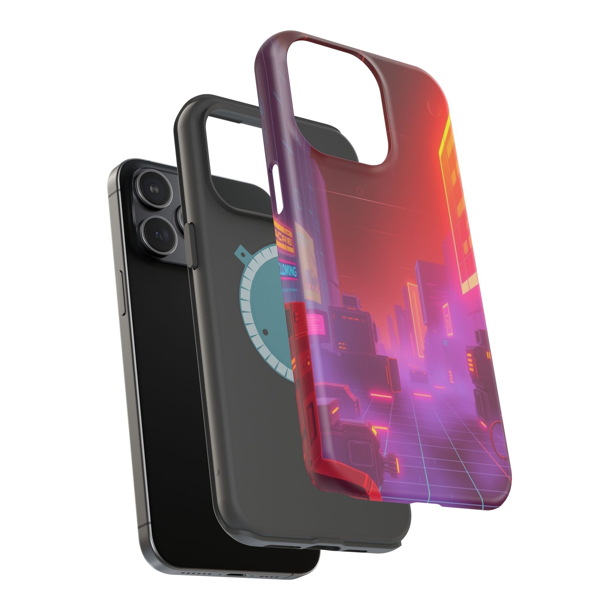 iPhone Dreamy 80s Grid Synthwave Design Slim Everyday Designer Case · iPhone Cas