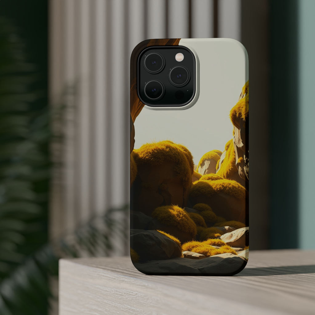 iPhone Mustard And Rust Moss Covered Rocks Slim iPhone Everyday · iPhone Case