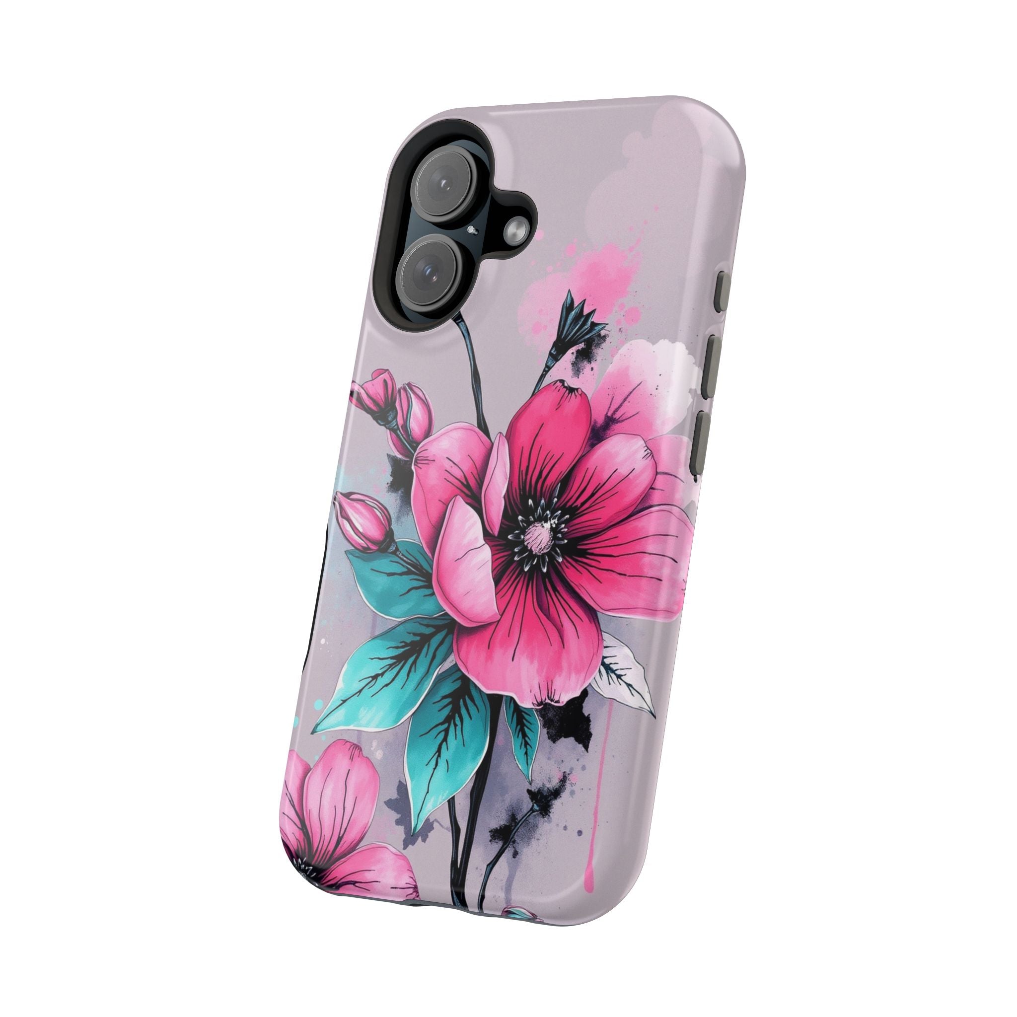 iPhone Mint And Blush Floral Ink Wash Slim Everyday Designer Case · iPhone Case