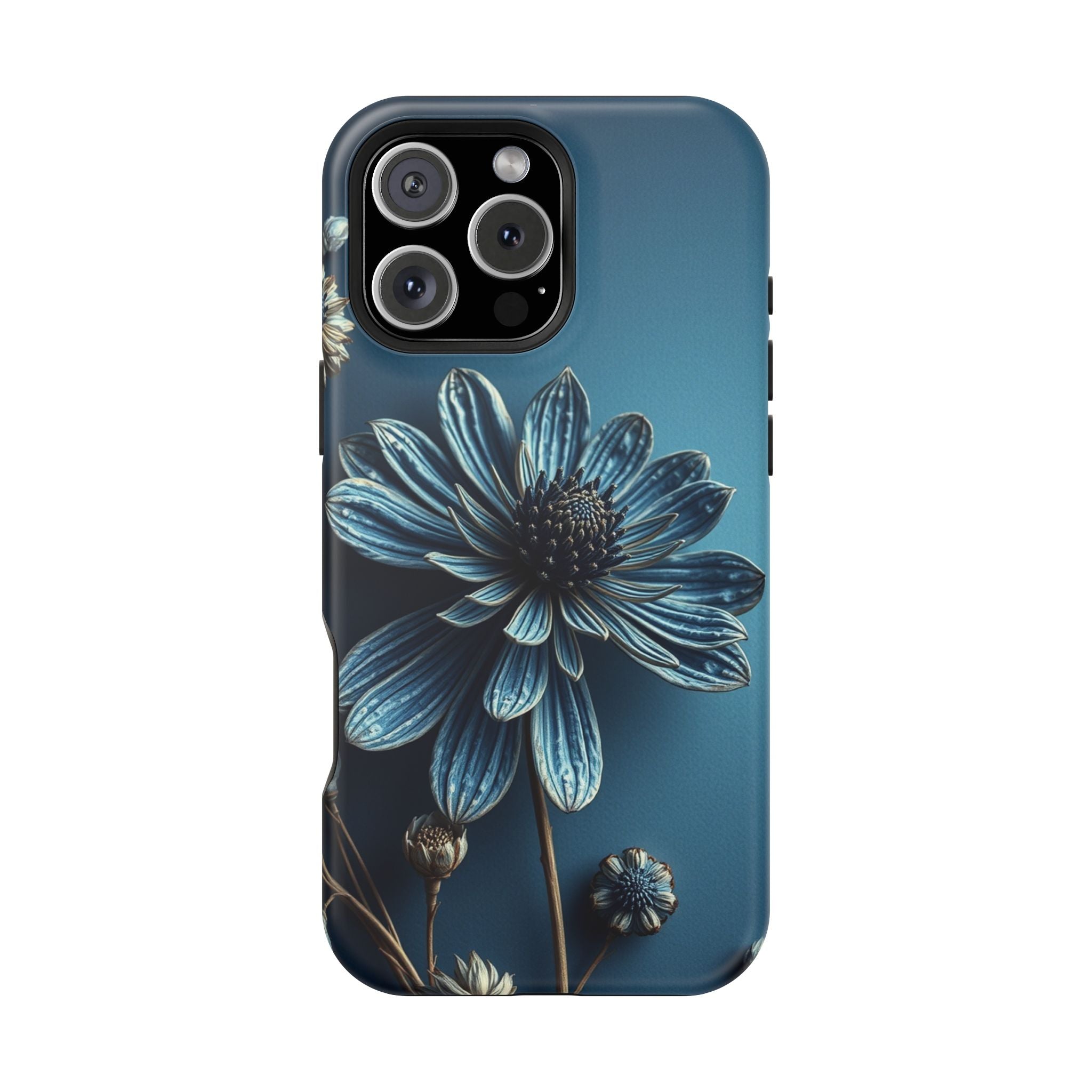iPhone Midnight Blue And Silver Dried Flower Flat Lay iPhone 15 · iPhone Case