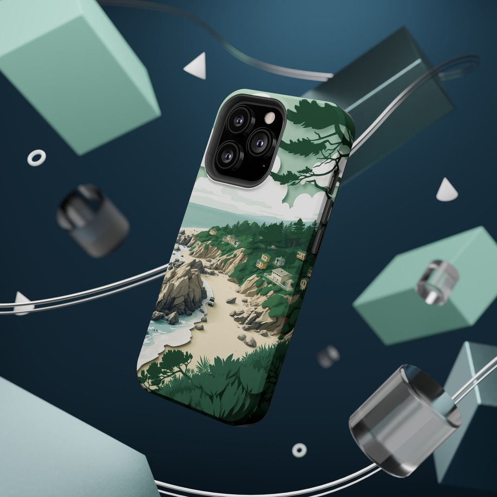 iPhone Pebble Beach Paper Cut Art Bold Modern Everyday Snap Case · iPhone Case