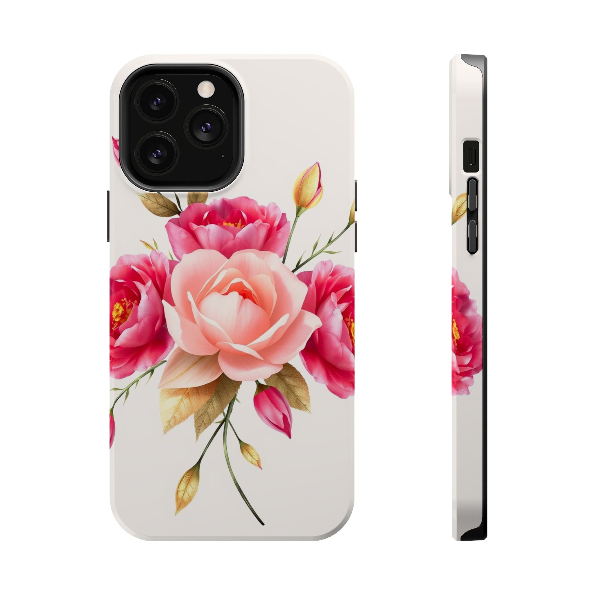 iPhone Rose Pink And Cream Neon Floral Slim Everyday Designer Case · iPhone Case