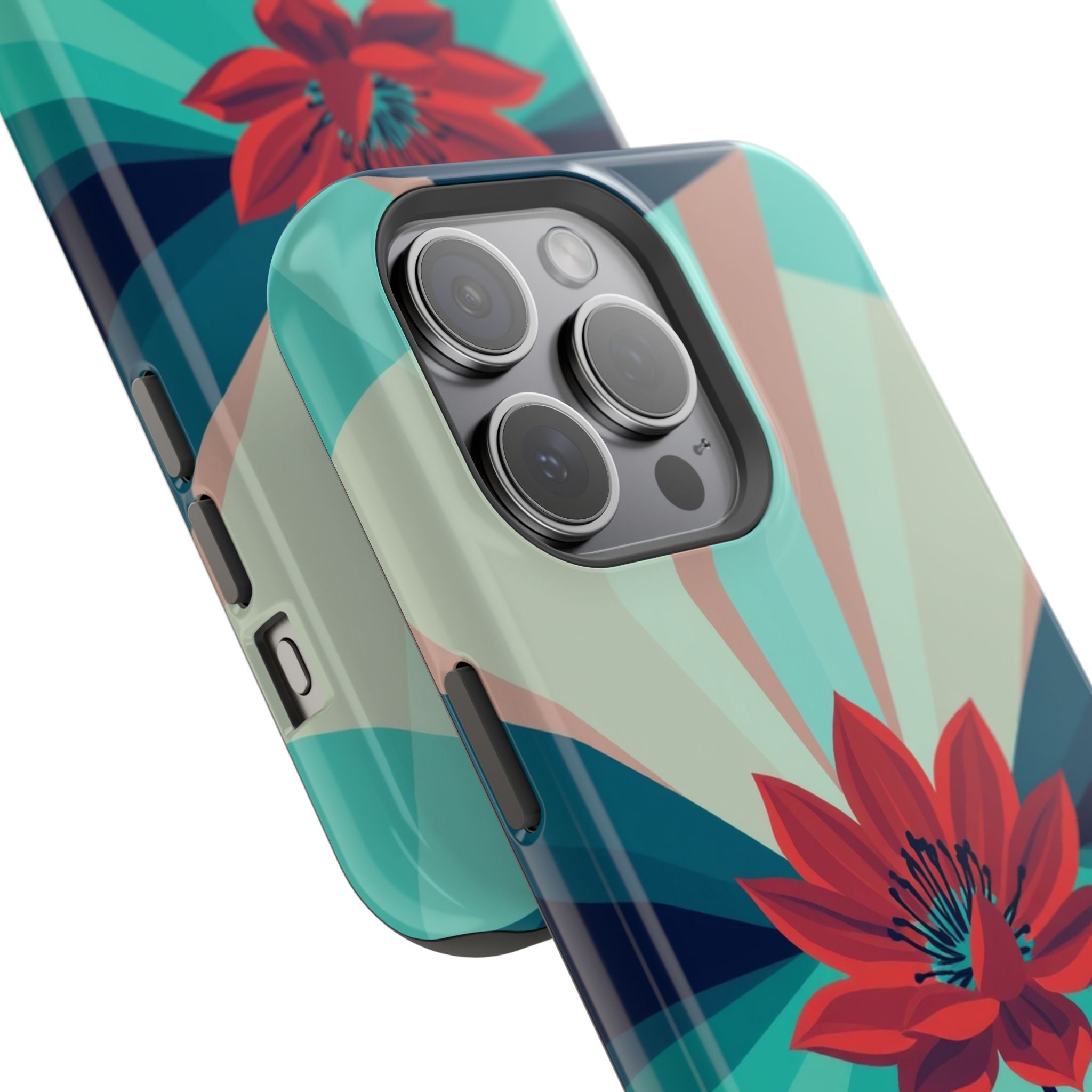 iPhone Teal And Coral Night Bloomer Slim Everyday Designer Case · iPhone Case