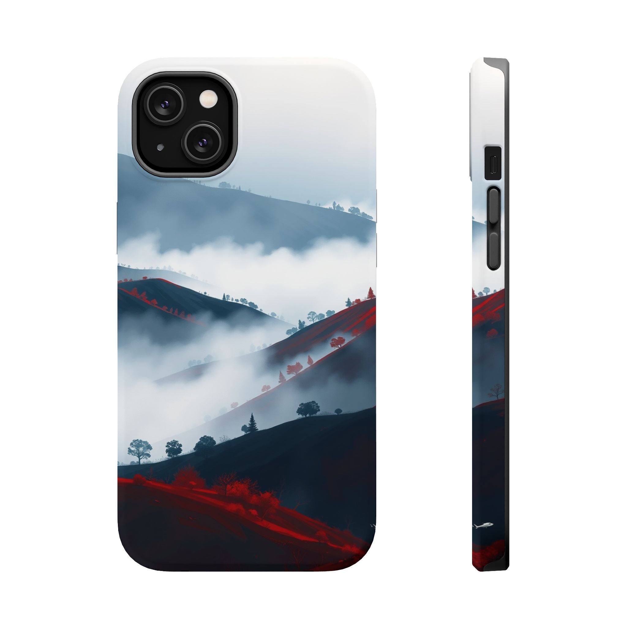 iPhone Black And Crimson Fog Rolling Over Hills Soft iPhone Finish · iPhone Case