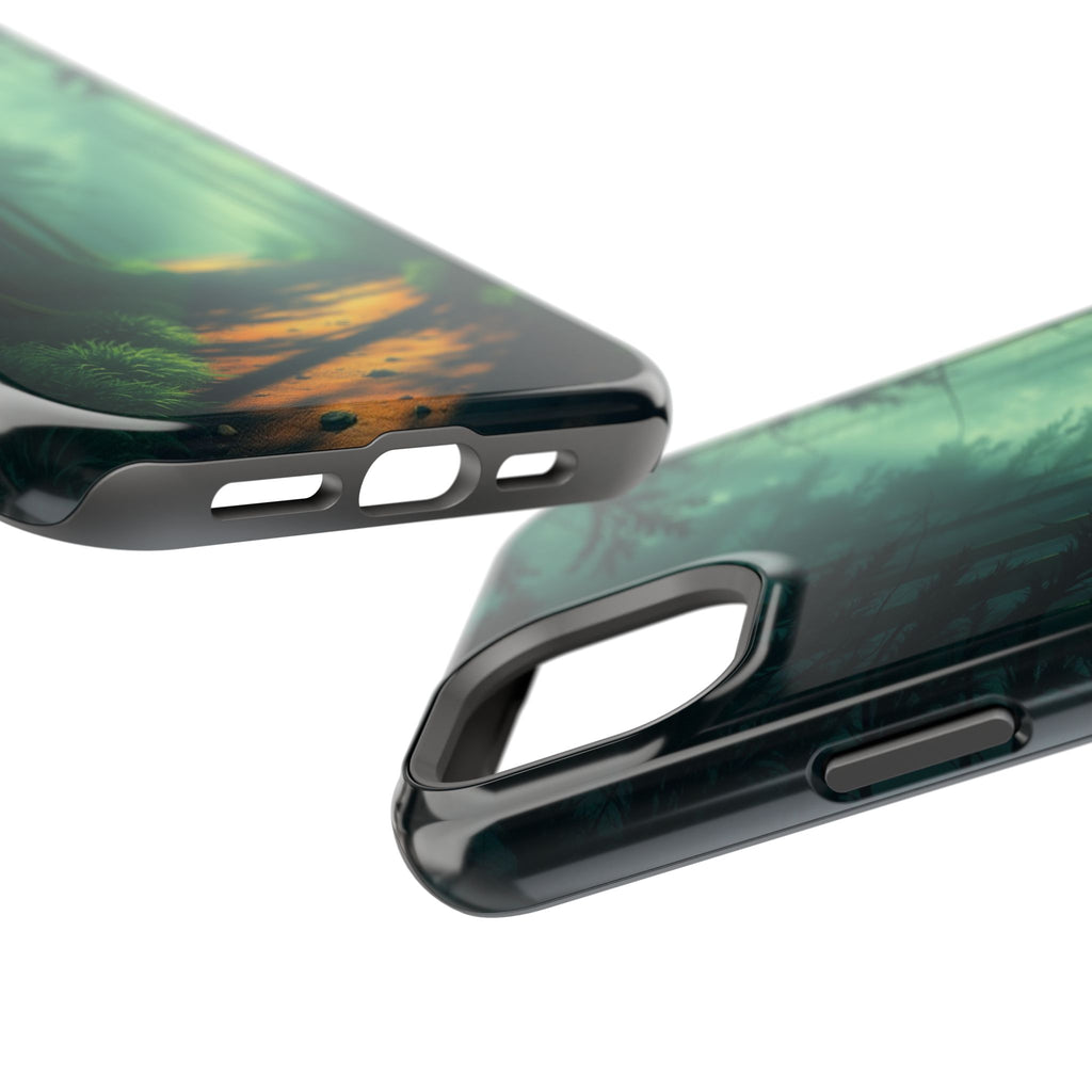 iPhone Emerald Green And Gold Misty Forest Path Soft iPhone Finish · iPhone Case