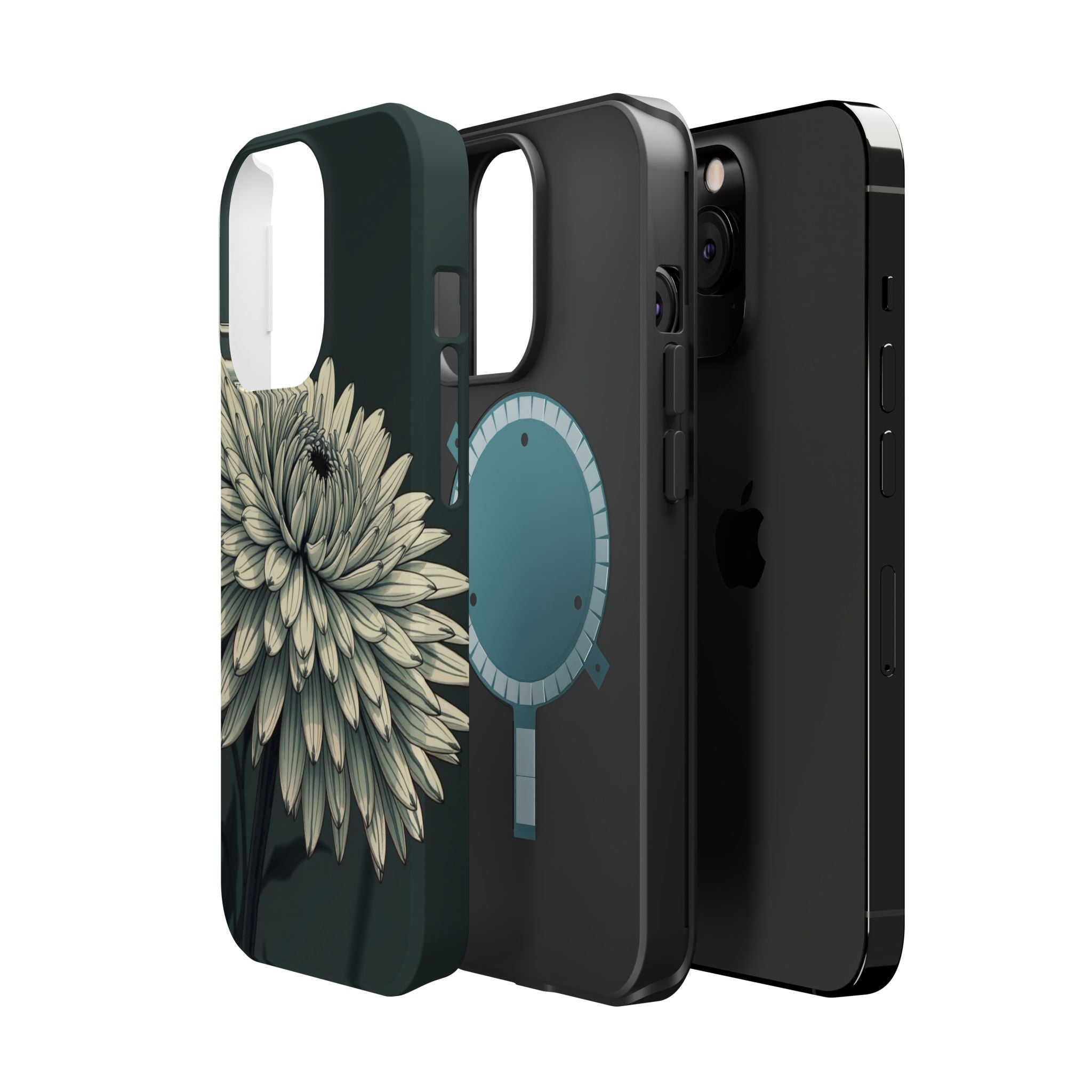 iPhone Chrysanthemum Classic Dark Gothic Ink Carry Case Slim Snap Case · iPhone